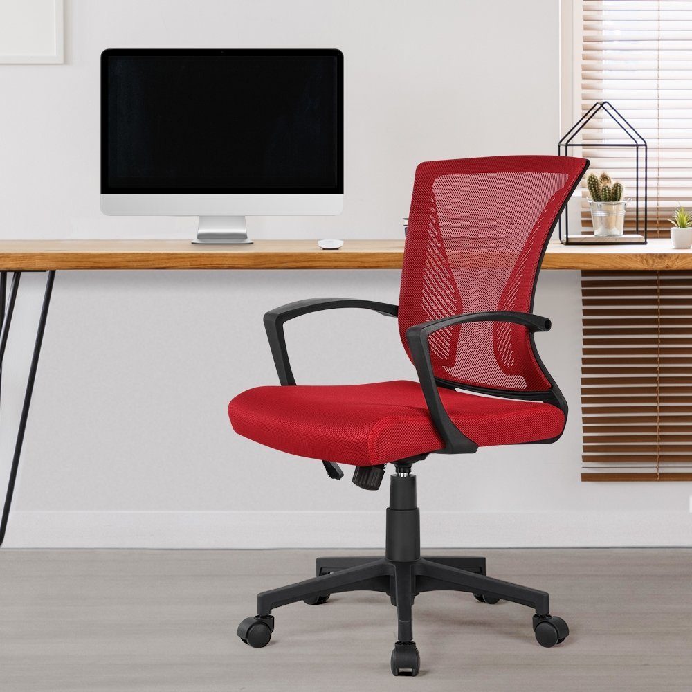 Yaheetech Bürostuhl aus Mesh-Gewebe Höhenverstellbarer Schreibtischstuhl, Ergonomischer Drehstuhl Arbeitsstuhl Computerstuhl mit Wippfunktion – Bild 4 von 5