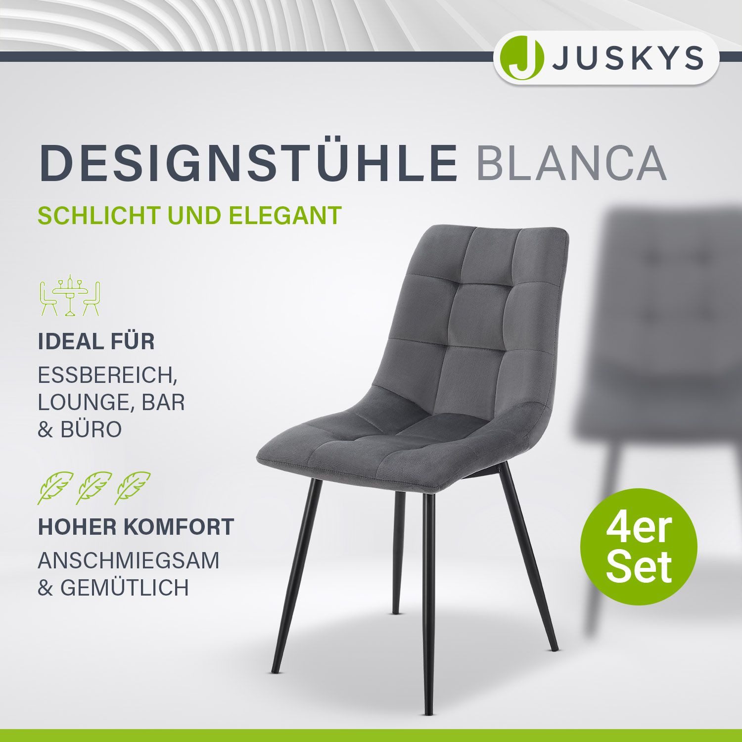Juskys Esszimmerstuhl Blanca (4 St), bequeme Sitzform, 120 kg belastbar, we günstig online kaufen