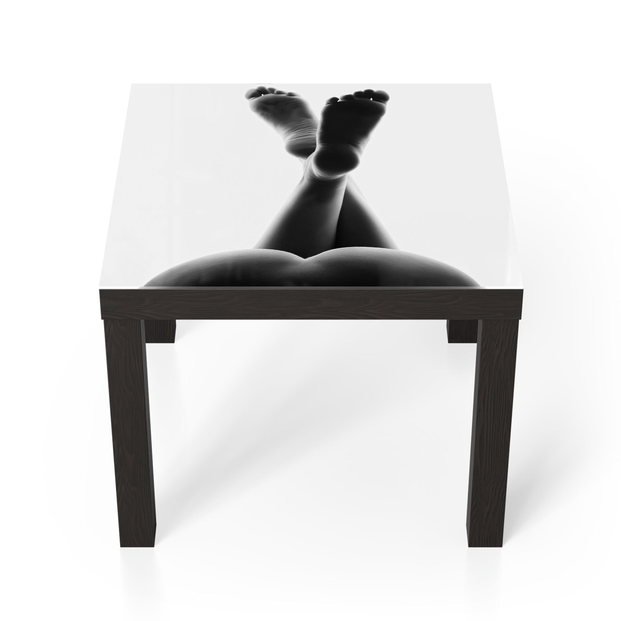 DEQORI Couchtisch 'Weibliche, nackte Beine', Glas Beistelltisch Glastisch modern Schwarz