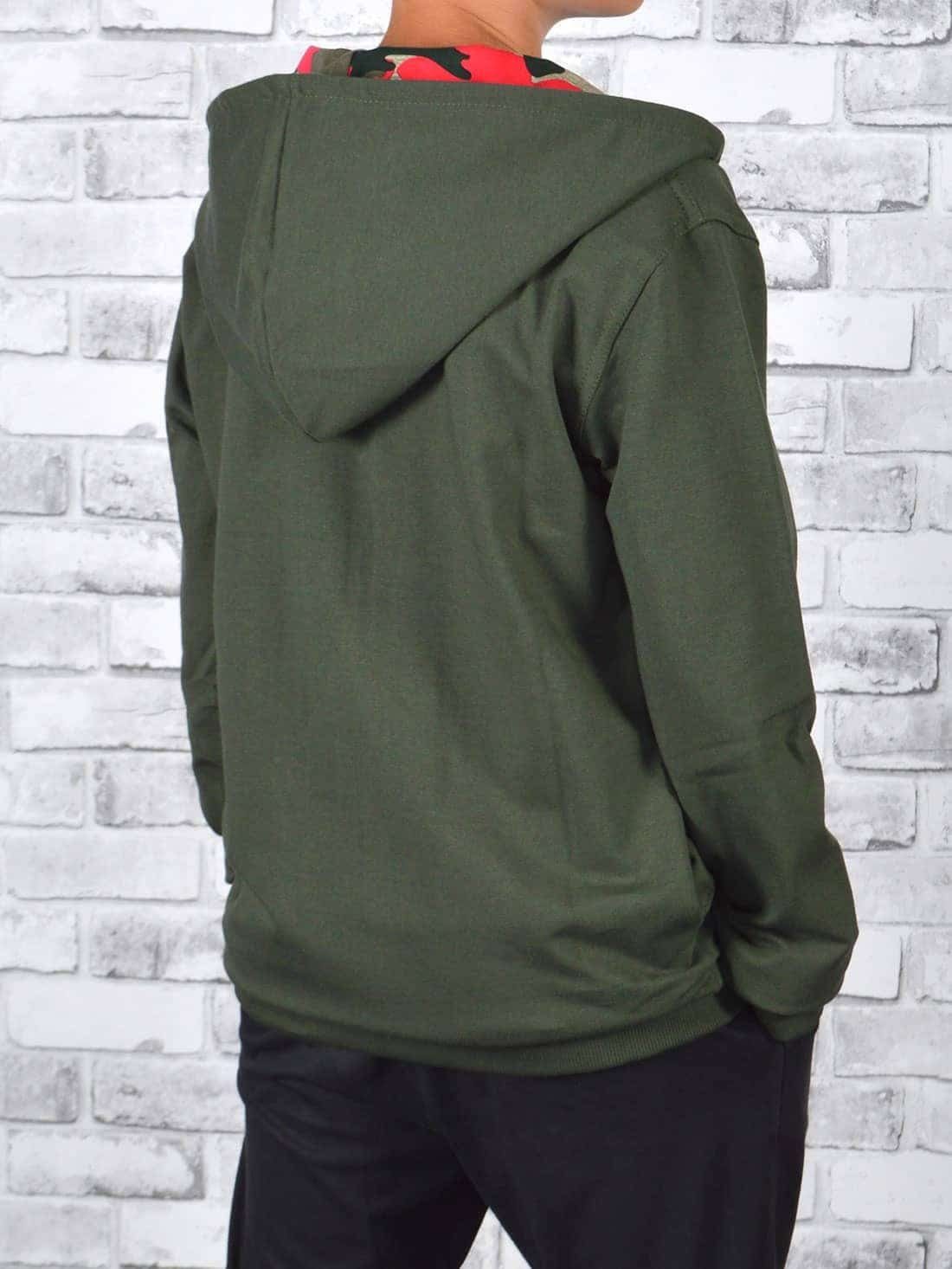 mit Sweatjacke casual (1-tlg) Olivegrün Jungen Kapuzensweatjacke Kapuze BEZLIT