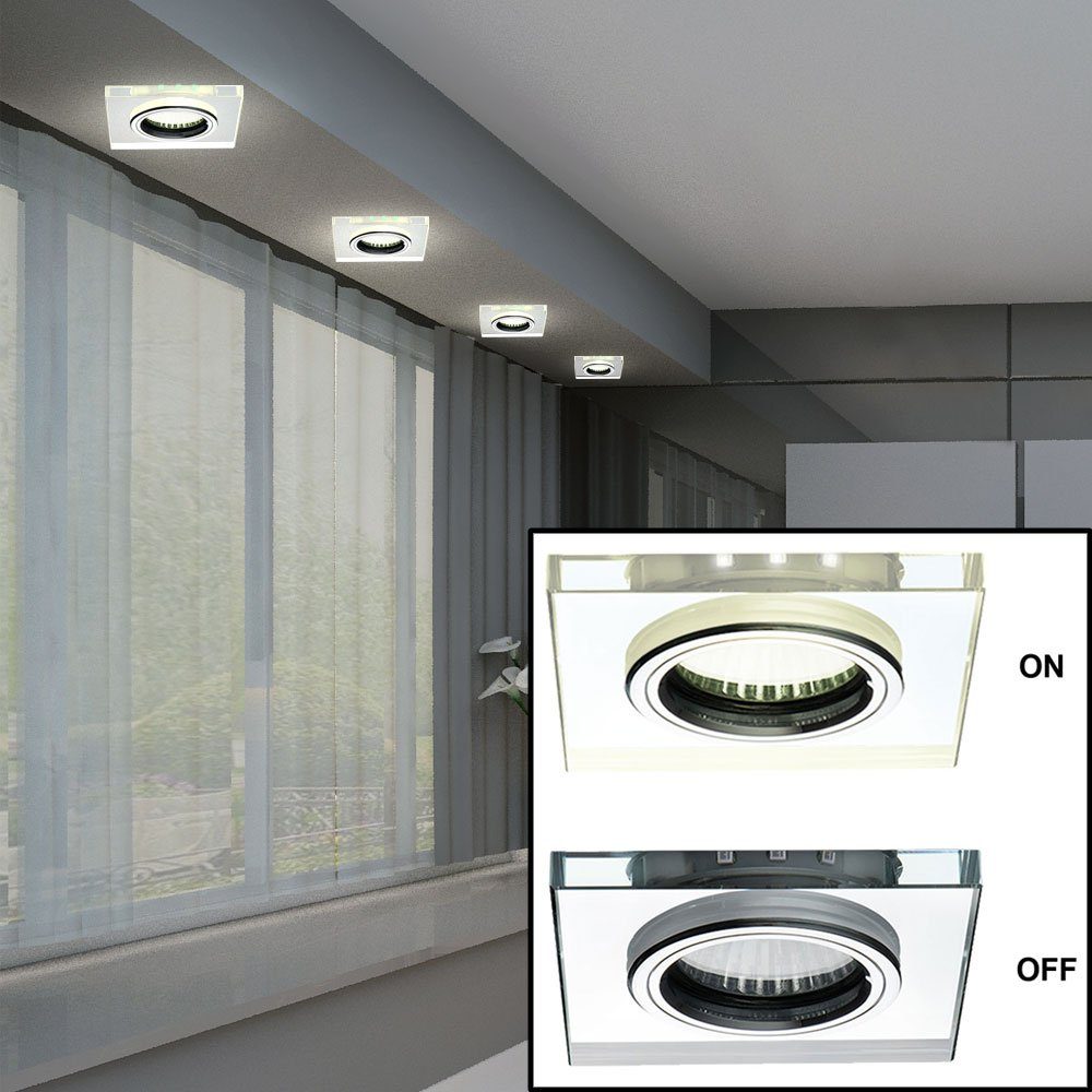 etc-shop LED Einbaustrahler, Einbau Warmweiß, Wohn Spots klar Glas Leuchtmittel inklusive, Beleuchtung Design Zimmer im Schlaf Lampen