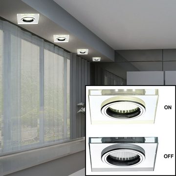 etc-shop LED Einbaustrahler, Leuchtmittel inklusive, Warmweiß, Design Einbau Spots Wohn Schlaf Zimmer Beleuchtung Glas Lampen klar im