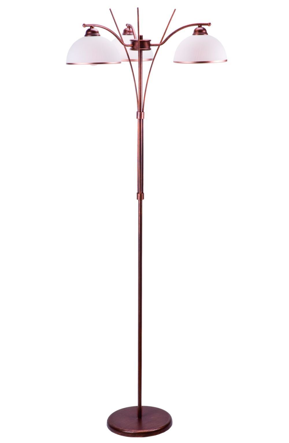 Licht-Erlebnisse Stehlampe KALONA, ohne Leuchtmittel, Standleuchte E27 168 cm Weiß Braun Glas Metall Jugendstil Stehleuchte