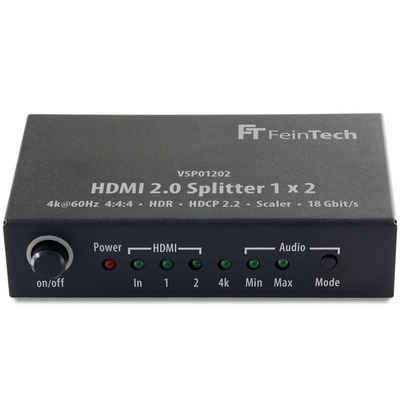FeinTech HDMI-Splitter VSP01202 HDMI 2.0 Splitter 1x2, Downscaler, Audio-EDID-Management