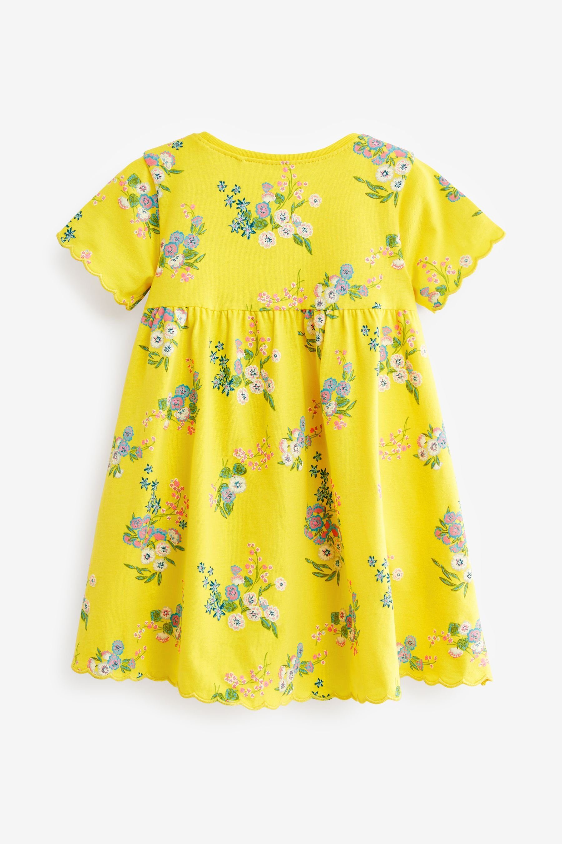 (1-tlg) Kurzärmliges Floral Next Yellow Jersey-Kleid Jerseykleid