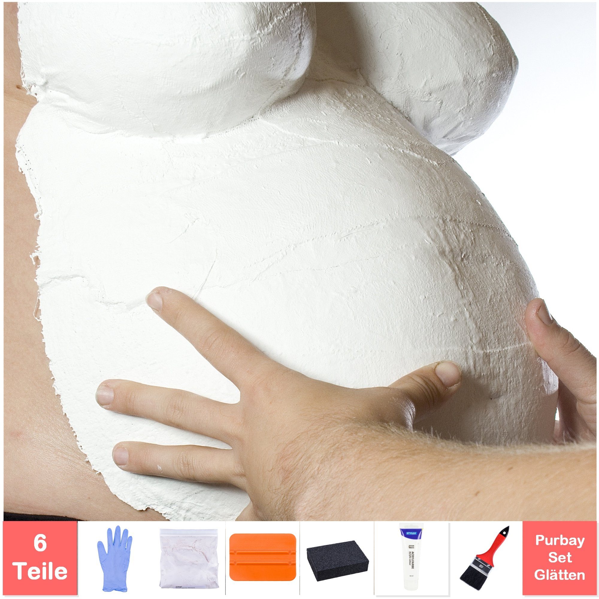 Purbay Handabdruck-Set Purbay Premium Babybauch Gipsabdruck Set GLÄTTEN