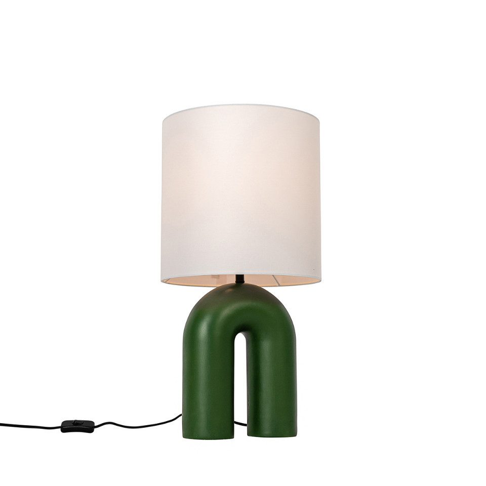 Qazqa Tischleuchte Lotti, ohne Leuchtmittel, Warmweiß, QAZQA Tisch­leuchte, e27, Grün, Kunststoff, Design