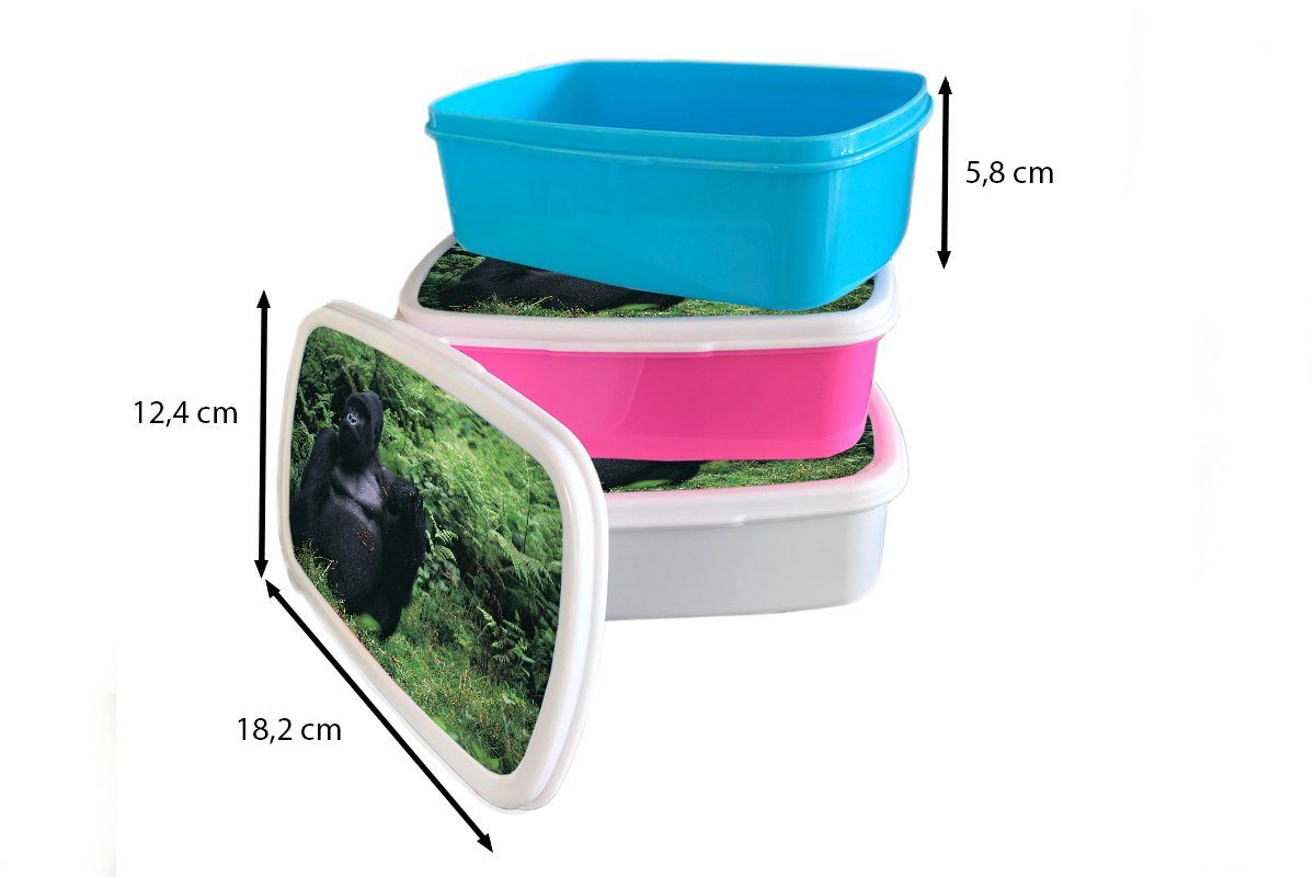 MuchoWow Lunchbox (2-tlg), in Gorilla Regenwald, rosa Kinder, für einem grünen Erwachsene, Mädchen, Kunststoff Kunststoff, Brotdose Snackbox, Brotbox riesiger Ein