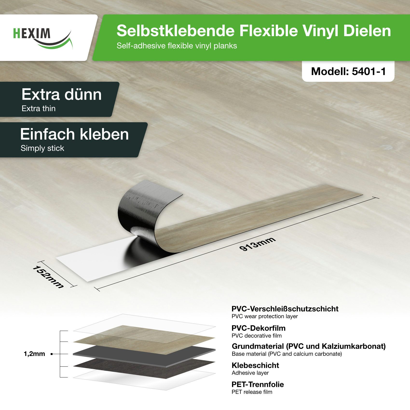 Hexim Vinylboden, Vinyldielen 0,97m² selbstklebend PVC Wandverkleidung Bode günstig online kaufen
