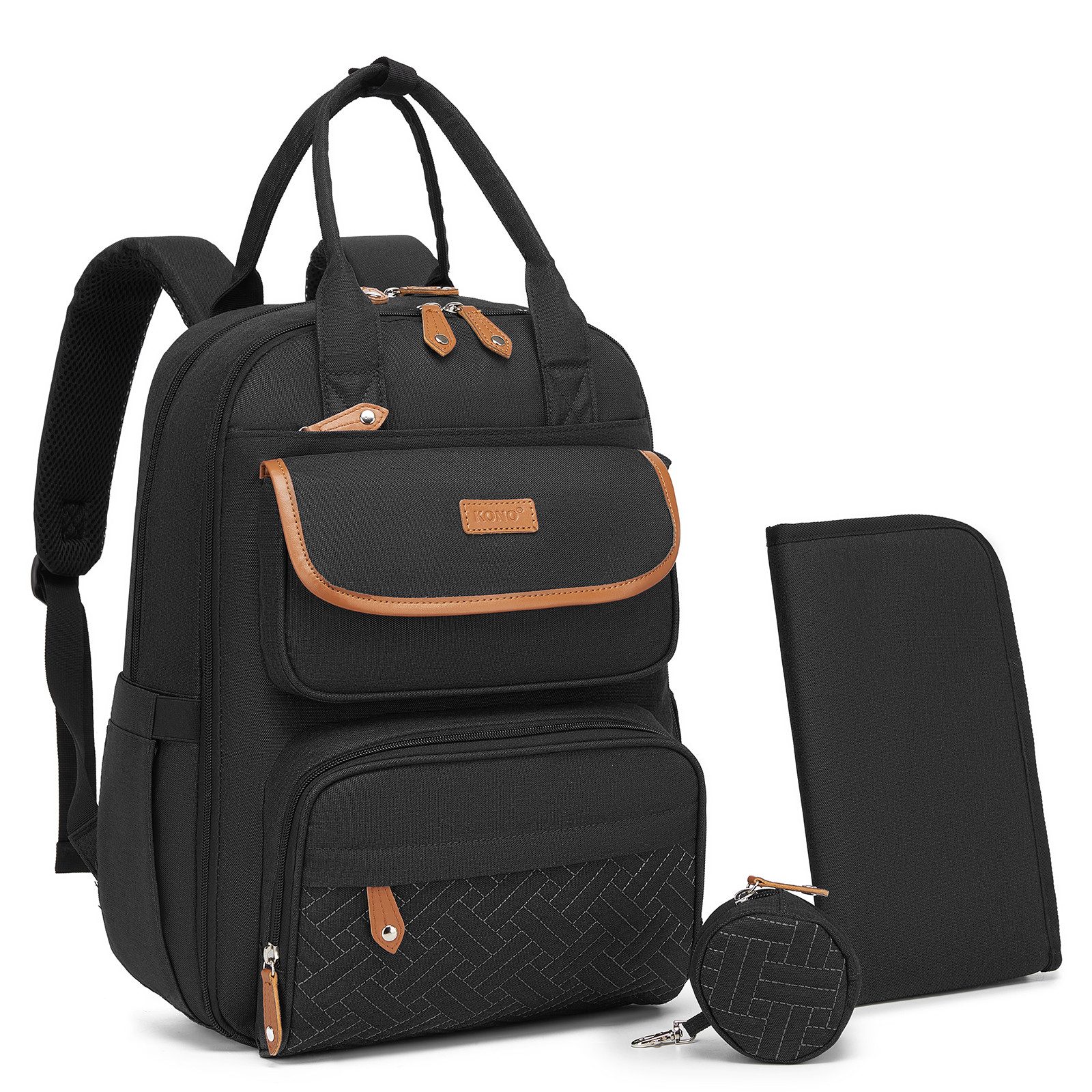 KONO Wickelrucksack, Multifunktionaler Babyrucksack mit Laptopfach