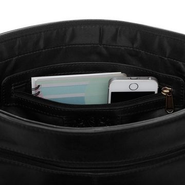 SID & VAIN Messenger Bag Leder Umhängetasche Unisex SPENCER, Laptoptasche 15 Zoll Echtleder, Businesstasche Damen Herren schwarz