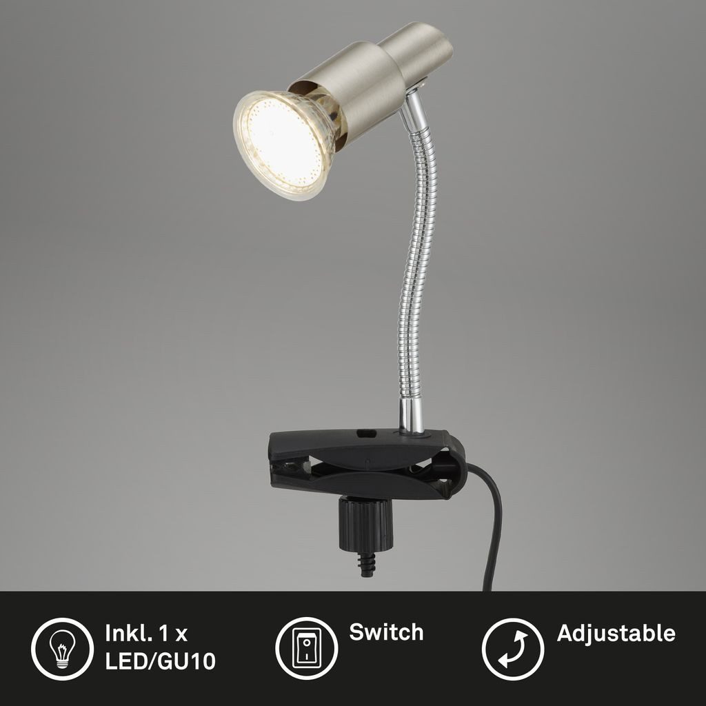 Briloner Leuchten Tischleuchte 2877-012P, LED wechselbar, 2700K - Extra-Warmweiß, matt-nickel, GU10