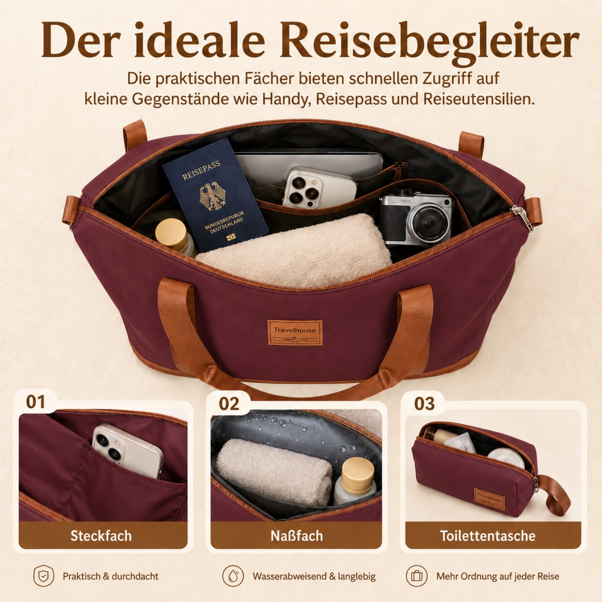 Travelhouse Trolleyset Bari, 4 Rollen, (Spar-Set, 6 tlg., Hartschalen Trolley-Set 6-teilig) – Bild 5 von 5