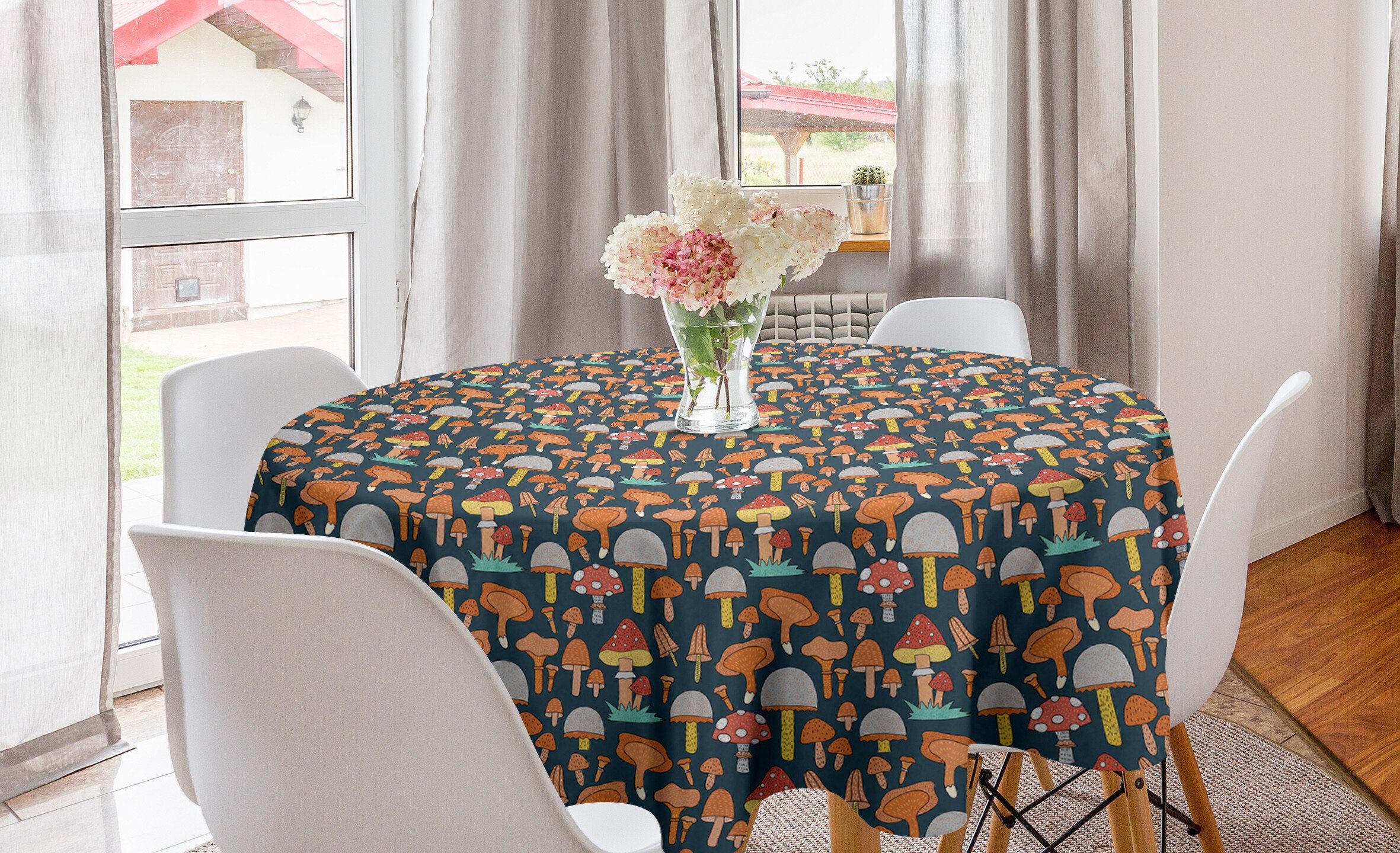 Tischdecke Esszimmer Lustige Abdeckung Abakuhaus für Küche Formen Tischdecke Blots Pilze und Kreis Dekoration,