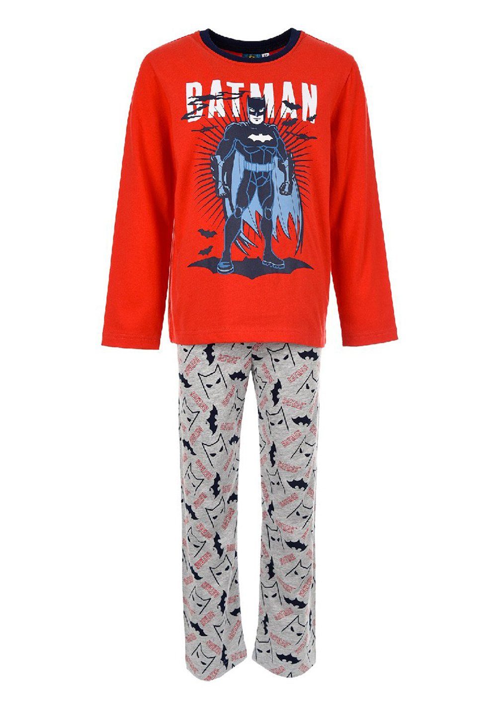 Batman Schlafanzug Kinder Jungen Pyjama langarm Nachtwäsche (2 tlg) Rot