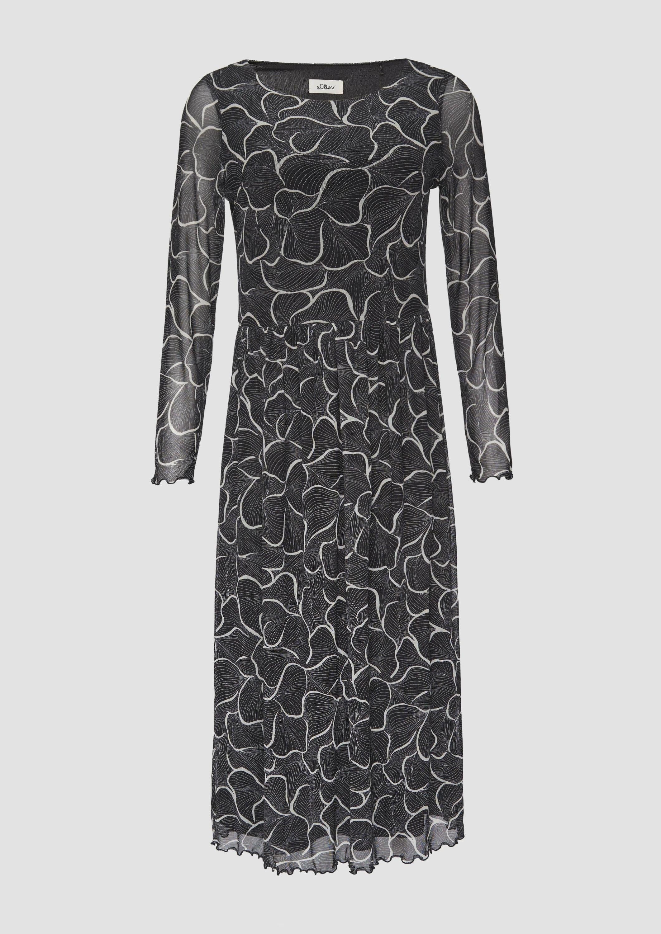 s.Oliver Midikleid Kleid Mesh-Kleid mit U-Boot-Ausschnitt