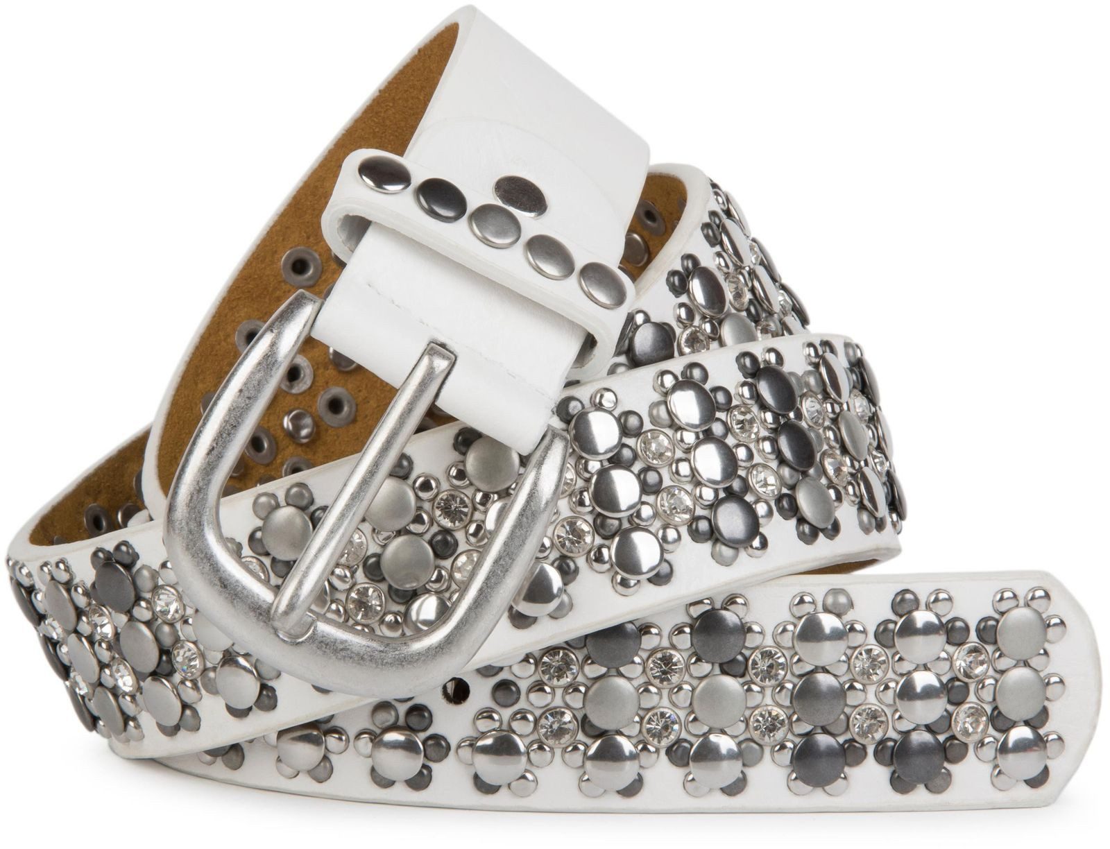 styleBREAKER Nietengürtel Gürtel mit verschiedenen Nieten und Strass (1-St)