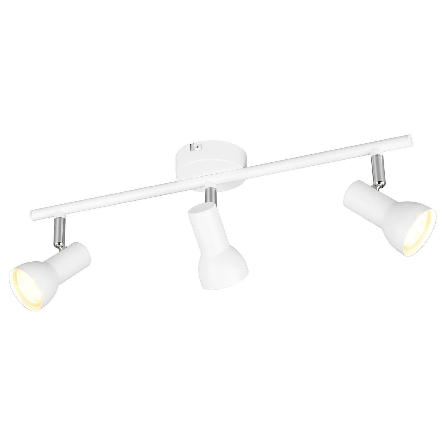 Reality Leuchten Deckenstrahler CANTAR, 3-flammig, Weiß, Metall, ohne Leuchtmittel, verstellbare Lampenschirme, B 45,5 x H 15,5 x T 8 cm