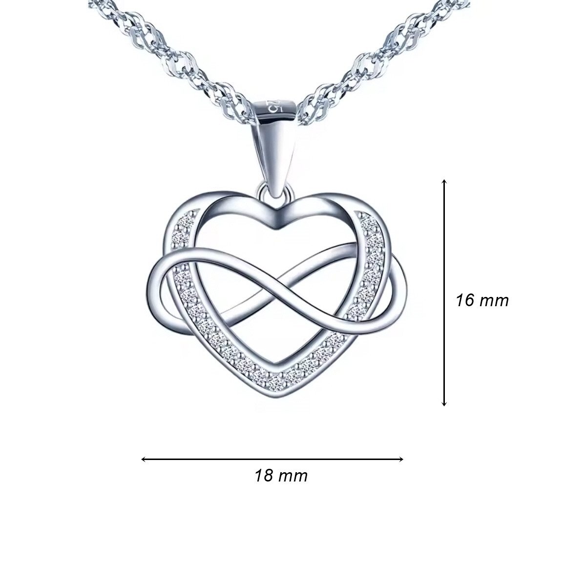 ELLAWIL Silberkette Halskette Herz Anhänger Zirkonia Infinity Unendlichkeitssymbol Liebe (Valentinstag, GESCHENKIDEE, Kettenlänge 45 cm, Sterlingsilber 925), inklusive Geschenkschachtel