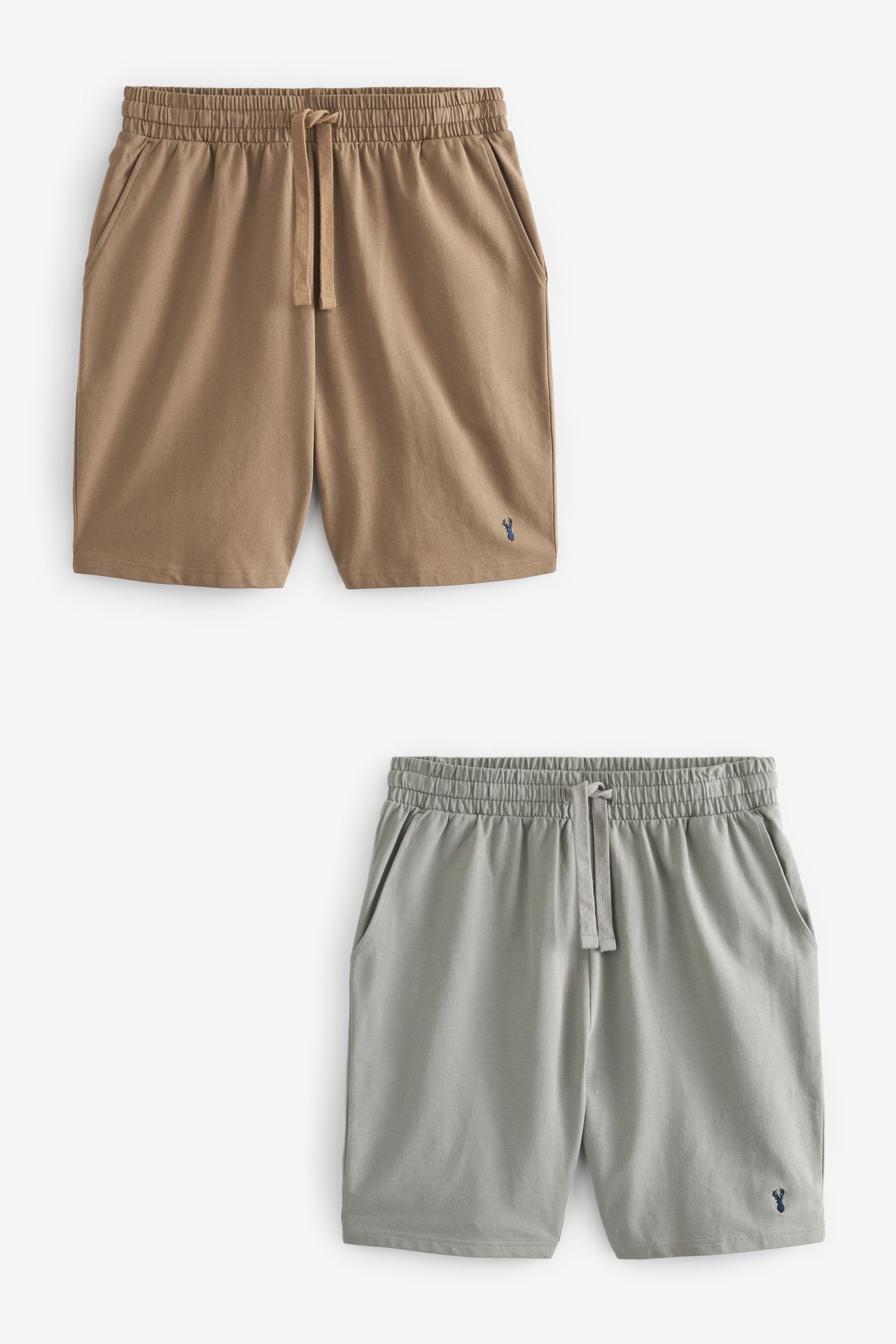 Grey/Tan (2-tlg) Schlafshorts Shorts, 2er-Pack Leichte Next
