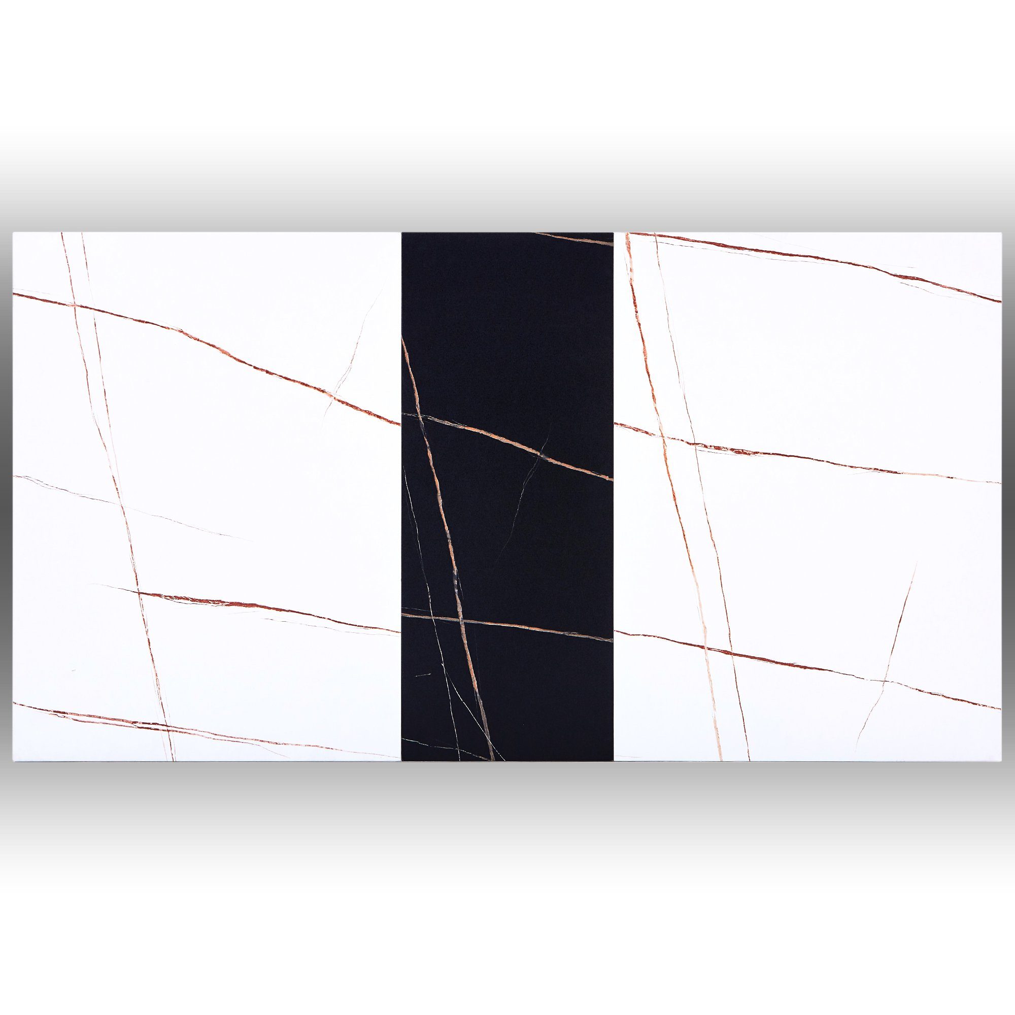 Fangqi Esstisch Marmor mit 110/140x75x77cm, Teleskoptisch, Stahlrahmen Weiß&Schwarz Farbverlauf, Geschwärzter