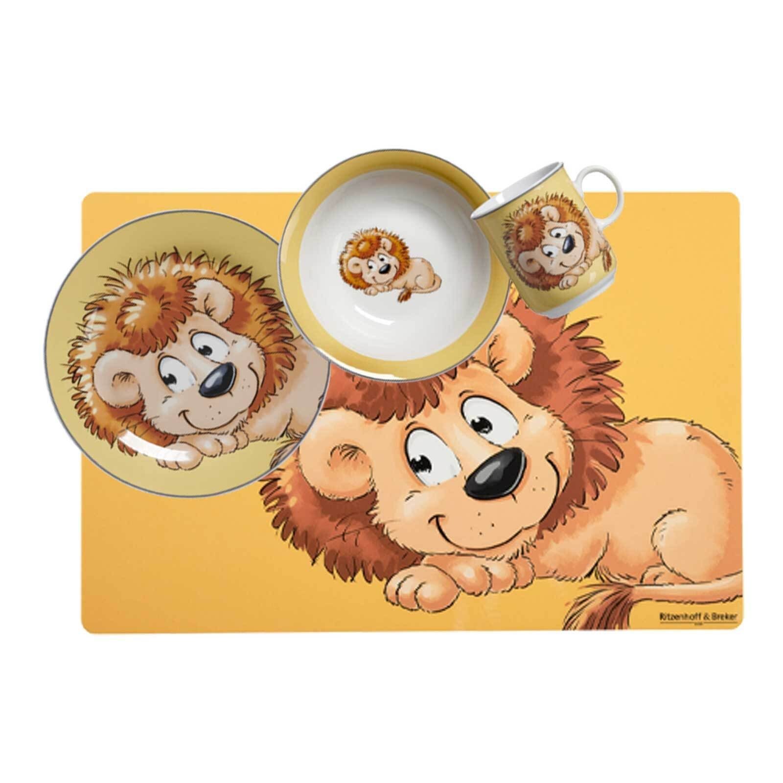Kindergeschirr-Set Happy Zoo Kindergeschirr + Tischmatte 4er Set
