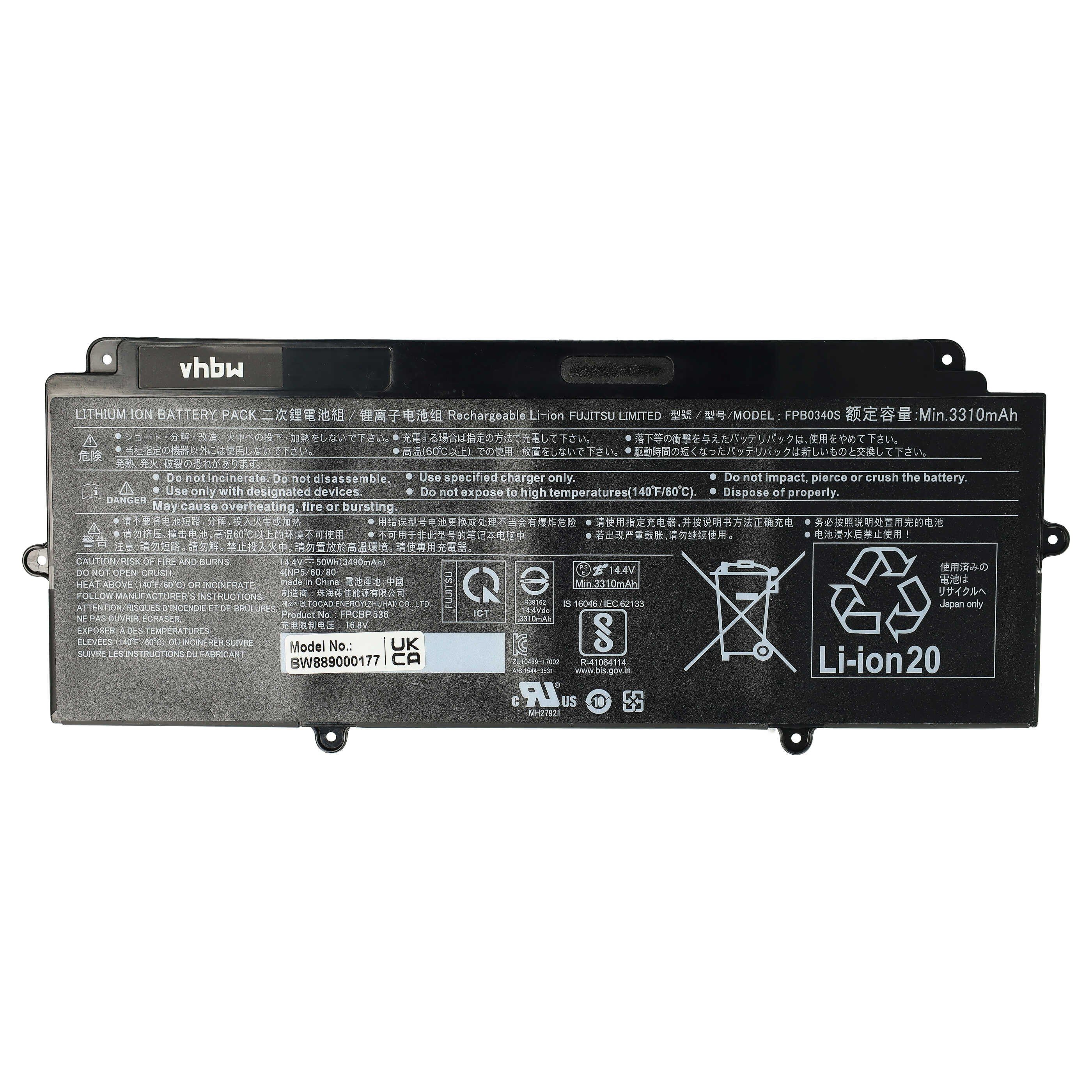 passend für Fujitsu LifeBook U939X (VFY U939XMPR77DE) Notebook / Laptop-Akku