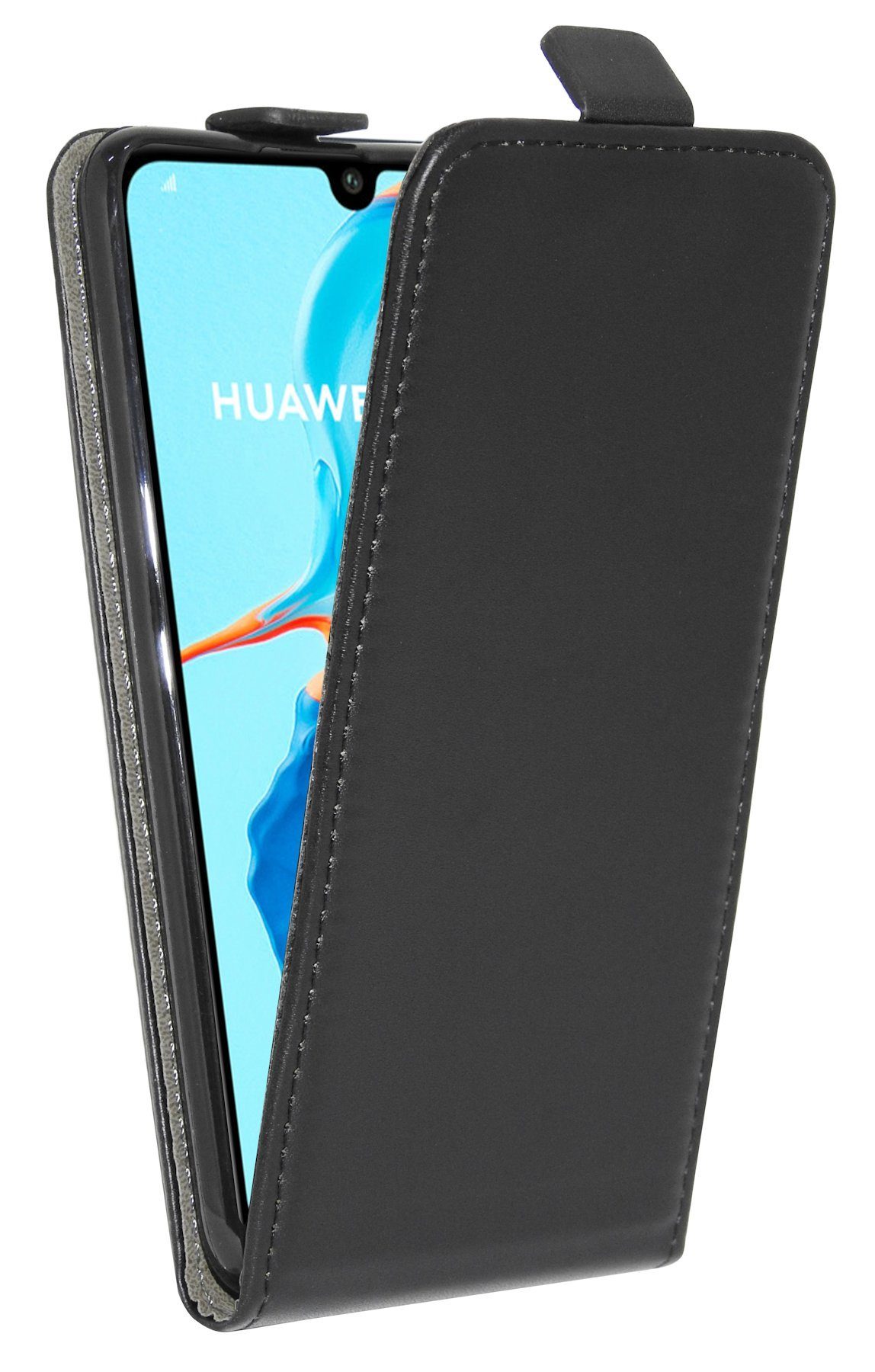 vertikal Case Klapp Handytasche kompatibel LITE Handy Schwarz Tasche cofi1453 mit aufklappbar HUAWEI Schutzhülle P30 Hülle Flip
