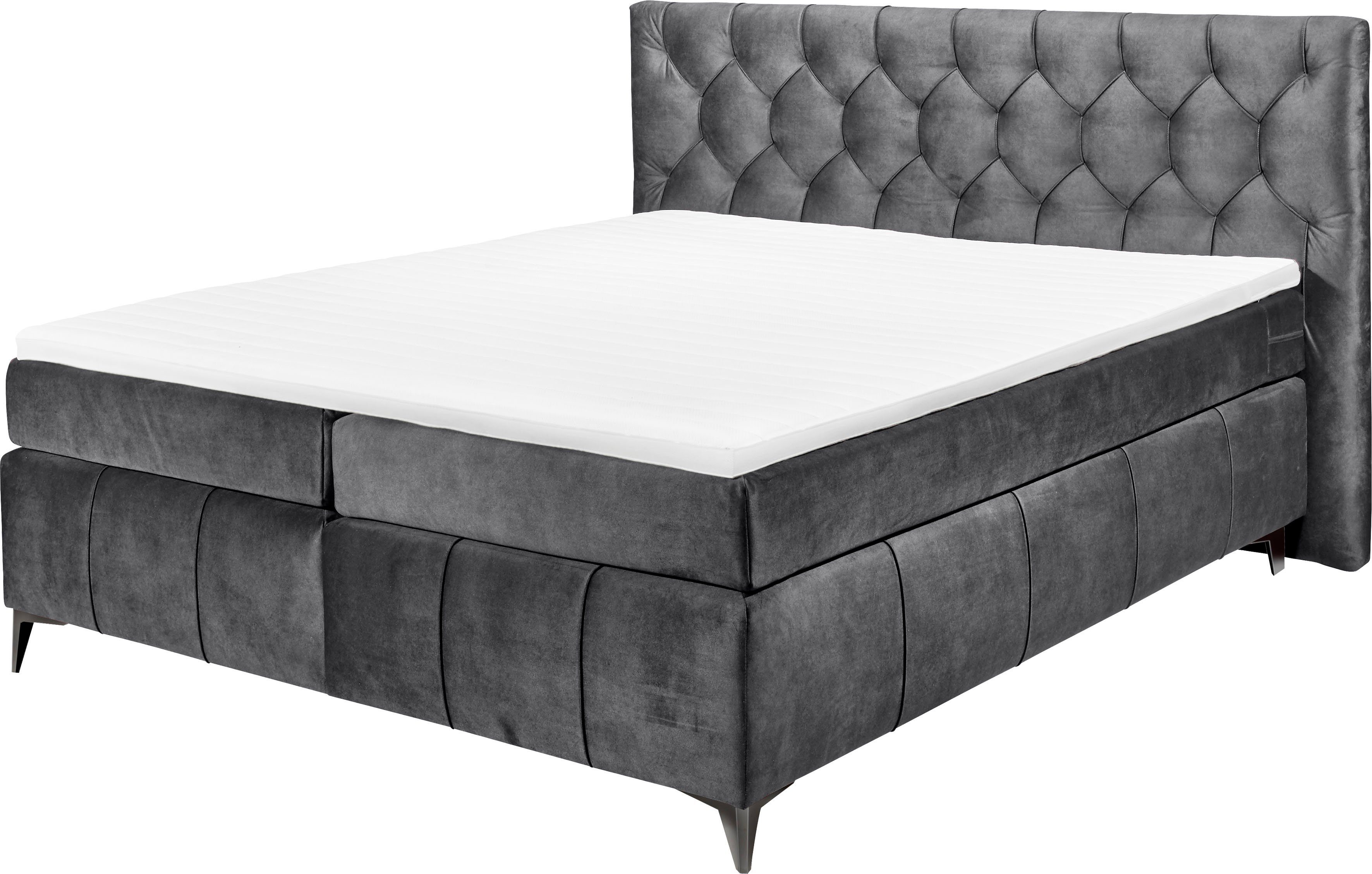 ED EXCITING DESIGN Boxspringbett Pembroke, inkl. Topper, inkl. einem Topper  mit Klimaband (180x200cm)