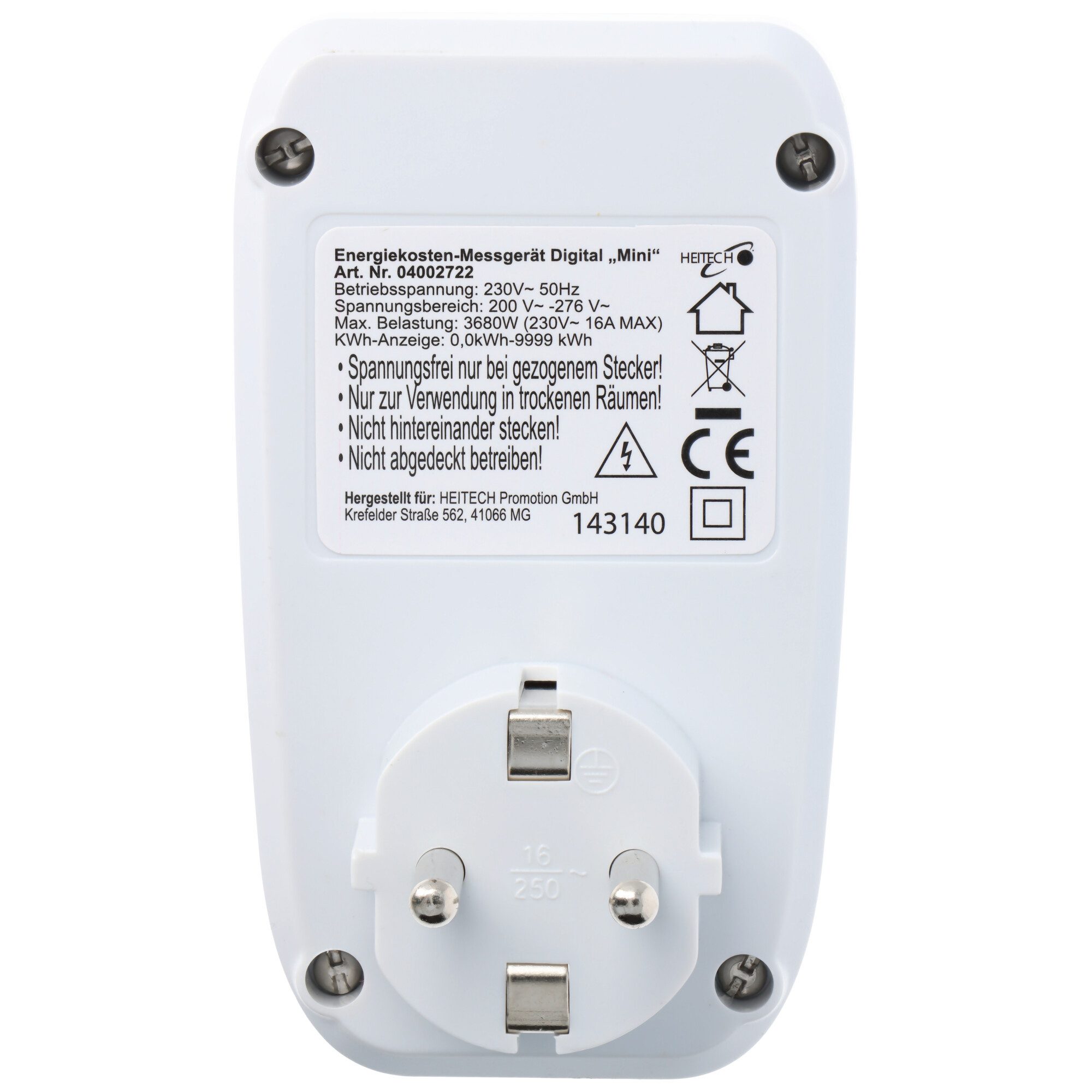 HEITECH Energiekosten Messgerät Digital, Kostenkontrolle über die Steckdose Computer-Kabel