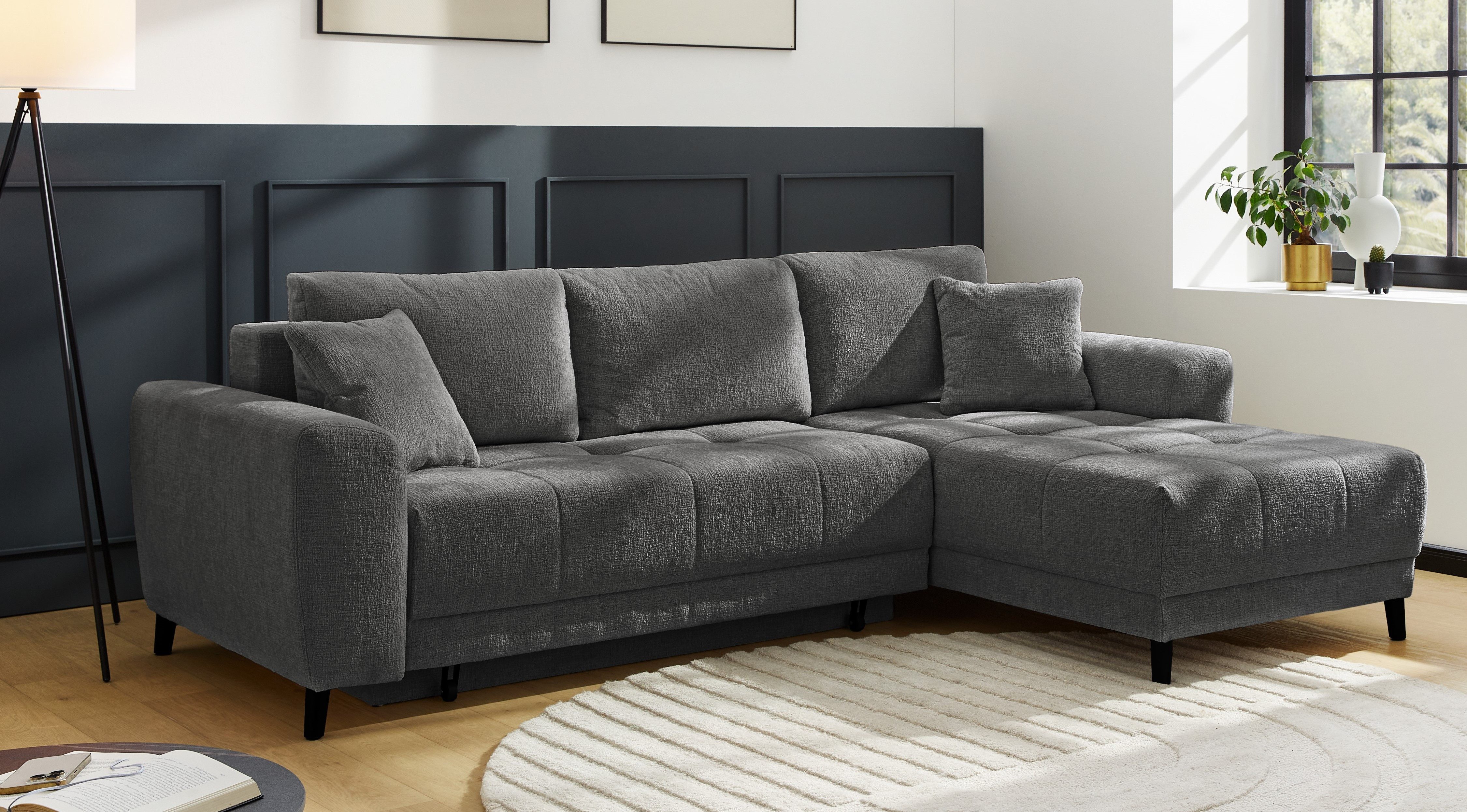 Jockenhöfer Gruppe Ecksofa Beverly L-Form, B: 251 cm, mit Schlaffunktion, Bettkasten & Zierkissen