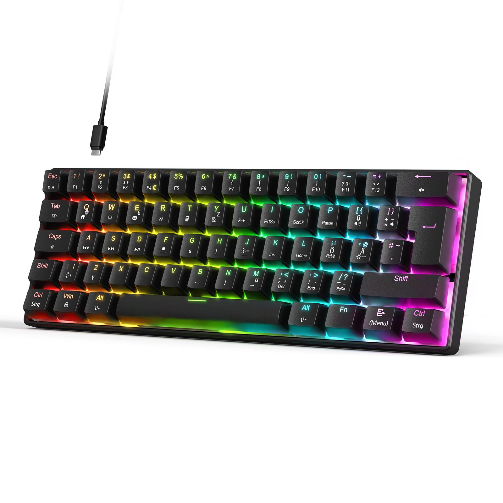 MAGIC-REFINER MAGIC-REFINER MK37 Deutsches Layout 8000Hz Rapid Trigger-Tastatur Gaming-Tastatur (Deutsches Layout,8000Hz,RT)
