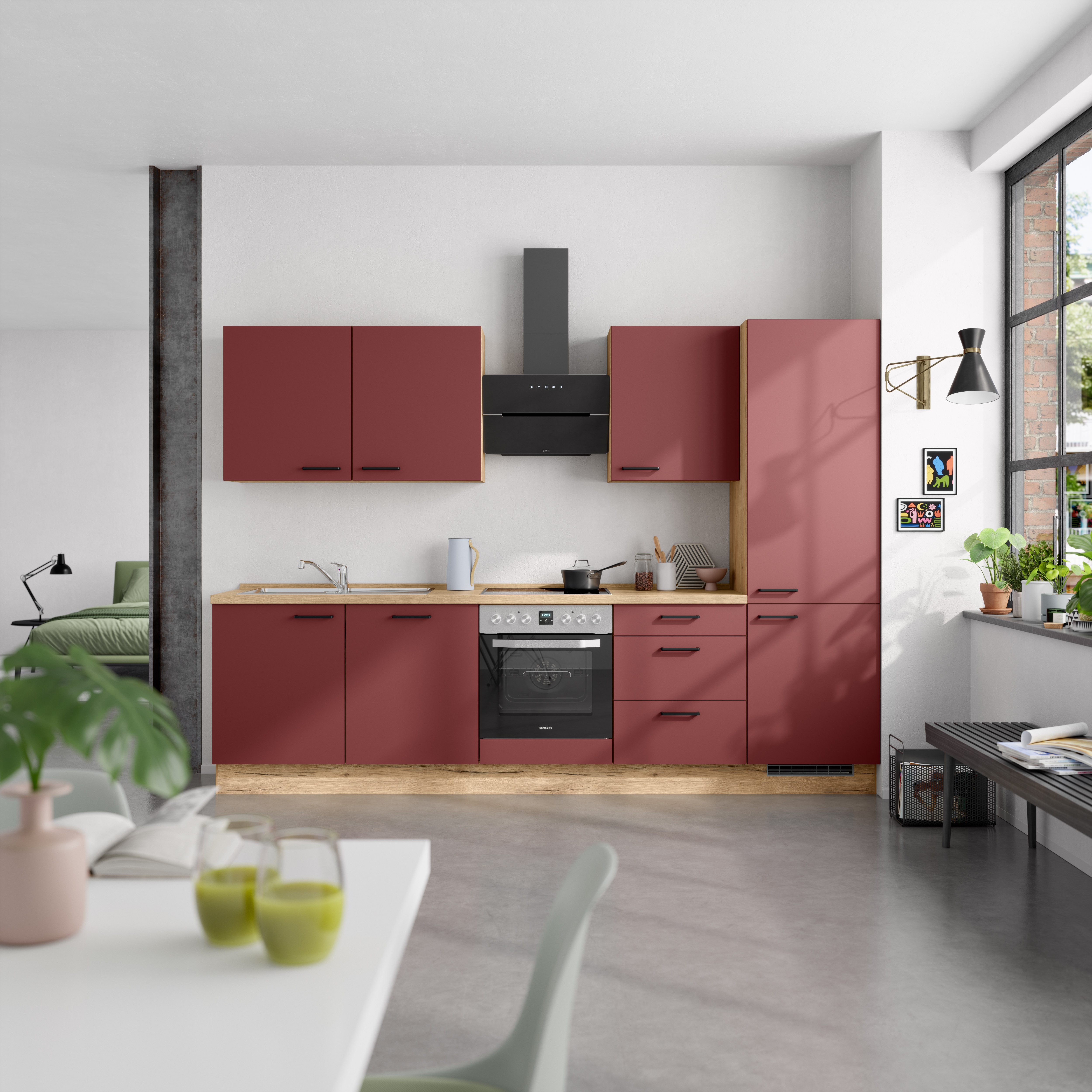 nobilia® Küchenzeile "Easytouch II", NEU: individuell anpassbar mit gratis Profi-Beratung, vormontiert, Breite 300 cm, Ausrichtung wählbar, wahlw. mit E-Geräten