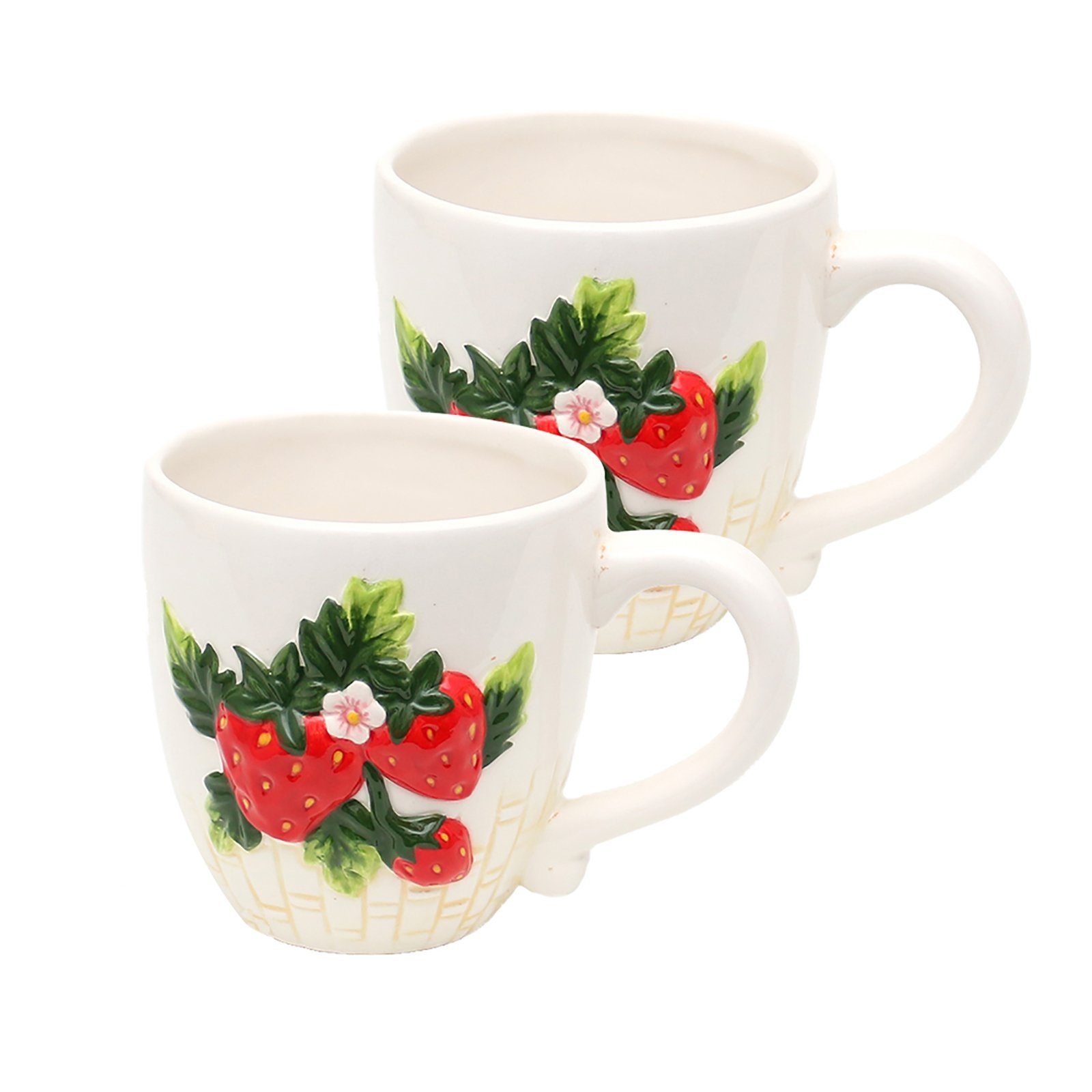 Neuetischkultur Tasse Kaffeepot Keramik 2er Set Erdbeere, Keramik, Kaffeetasse Teetasse Tassenset