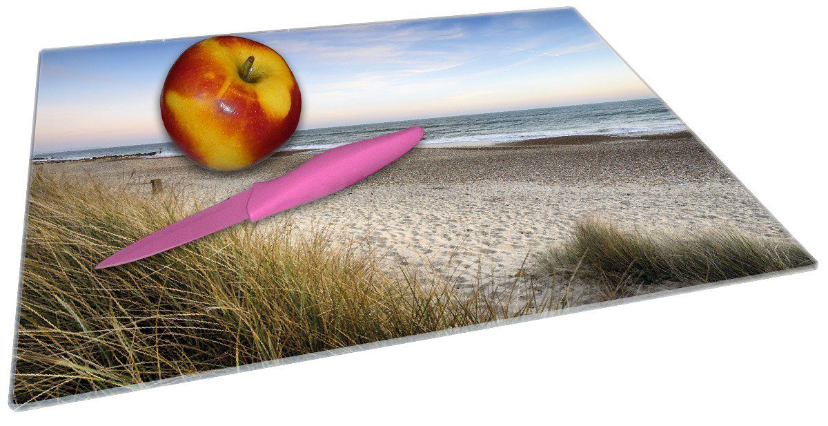 Ostsee, im 1-St), 30x40cm Gummifüße der rutschfester 4mm, (inkl. ESG-Sicherheitsglas, Wallario Strandspaziergang Schneidebrett Urlaub an