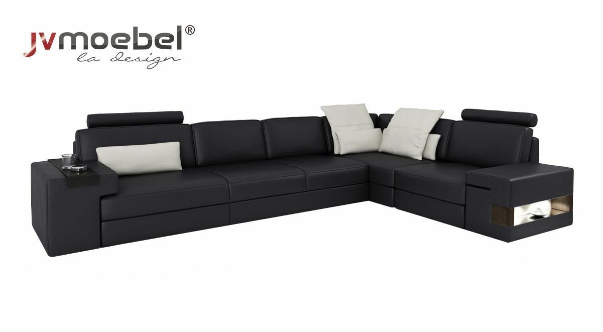 JVmoebel Ecksofa, Wohnzimmer Braun Couch Sofas Form Polstermöbel Schwarz/Weiß Textil Ecksofa L Möbel