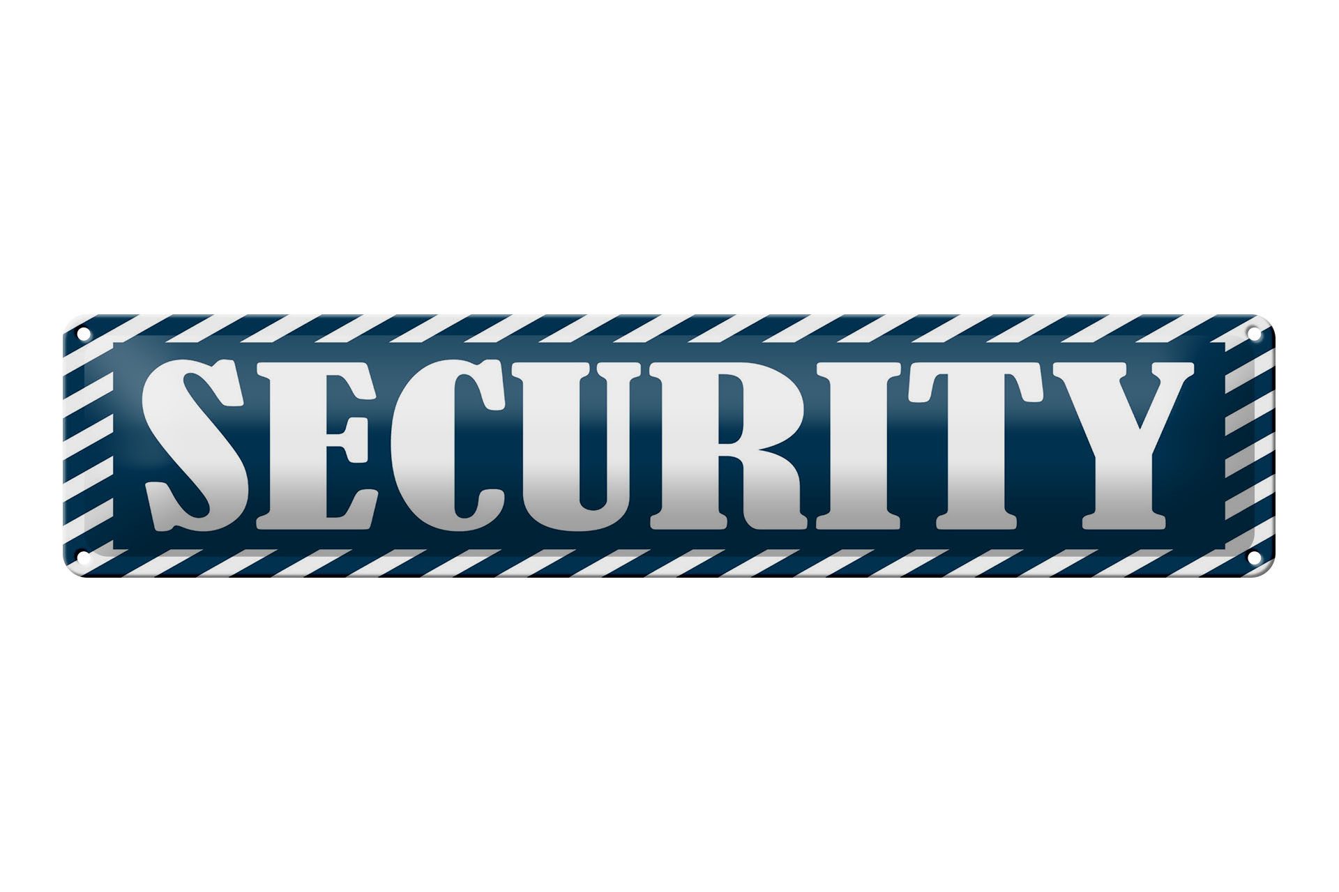 Femer GmbH Metallschild Hinweis 46x10 cm Security blau weißes, (1 St), gewölbte Oberfläche, abgerundete Ecken, umgeschlagene Kanten