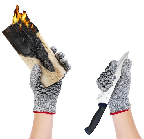 Maximex Grillhandschuhe 2in1, (Set, 2-tlg), Schnittschutzhandschuhe für Damen, hitzebeständige Küchenhandschuhe