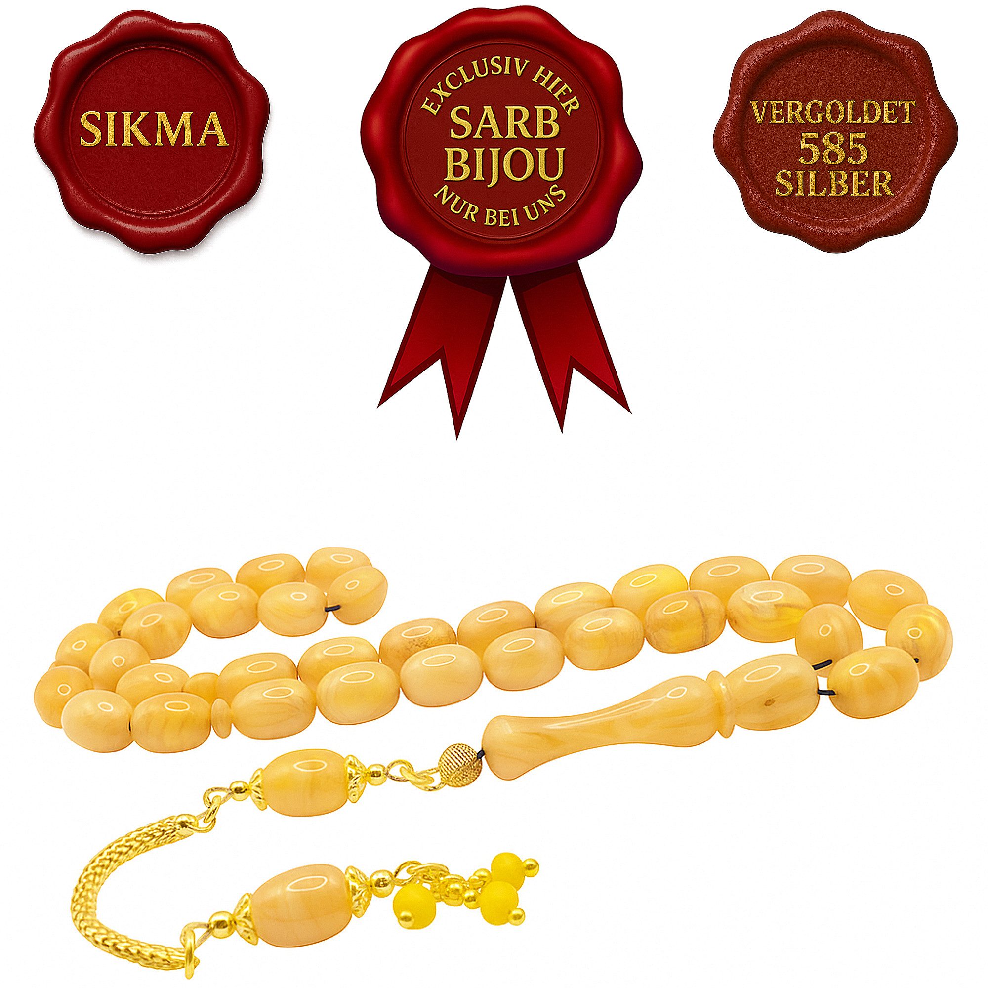 M-Punkt24 Kettenanhänger Tesbih Tespih (Gelb - Marmoriert, Sari - Hareli, 7 günstig online kaufen