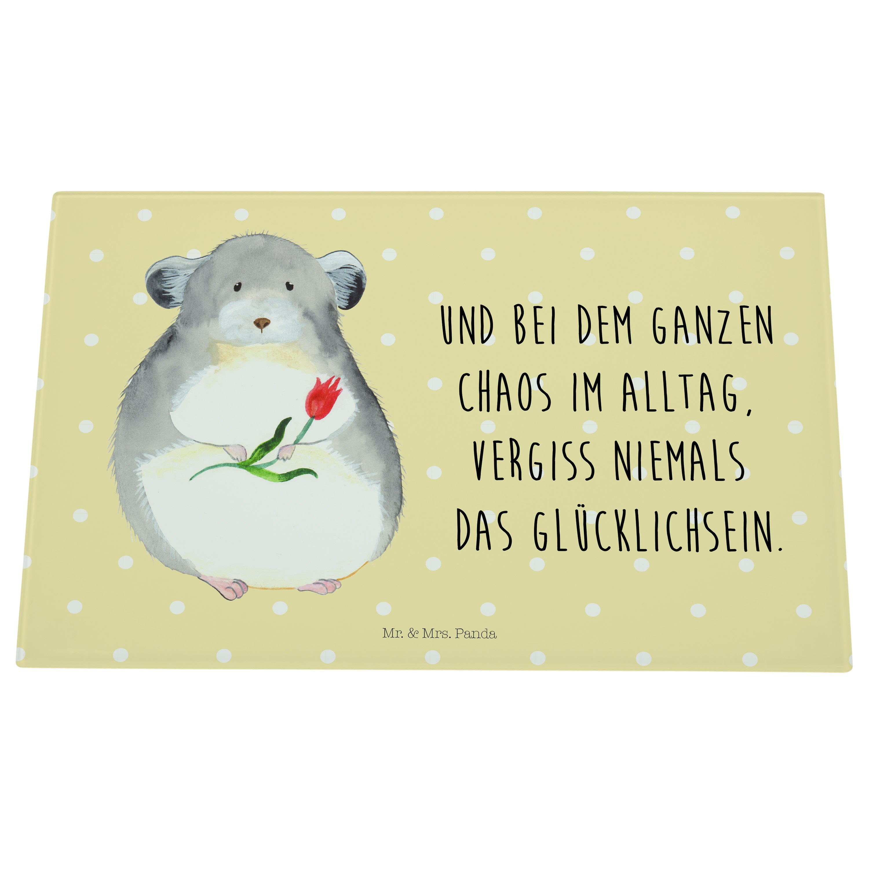 - Gute Chinchilla mit Premium Mr. Blume & Panda (1-St) Laune, Geschenk, Mrs. Tiere, Glas, - Gl, Gelb Servierbrett Pastell