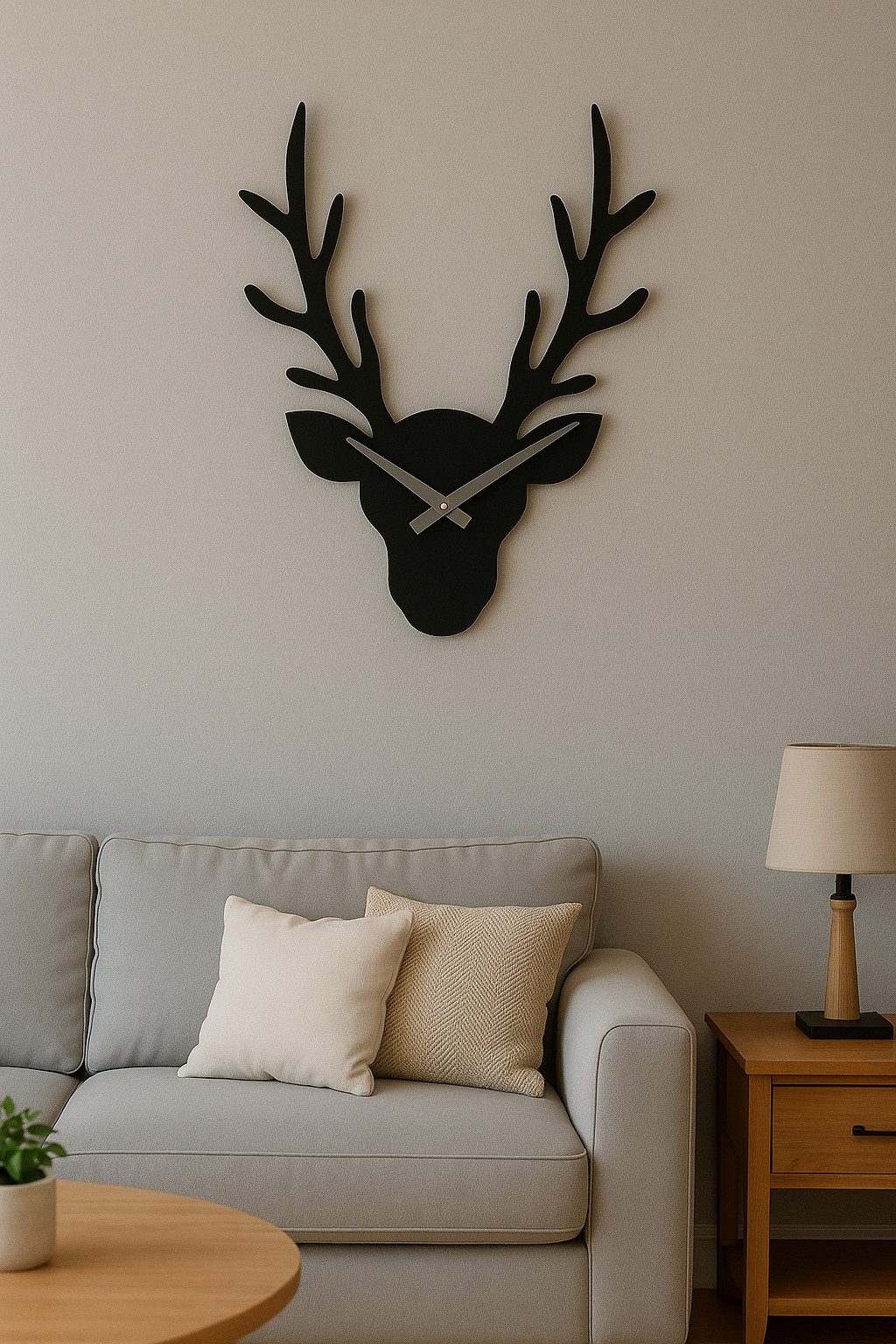 MF Wanduhr Wanduhr Hirschkopf Vilbert Metall Schwarz Modern Design günstig online kaufen