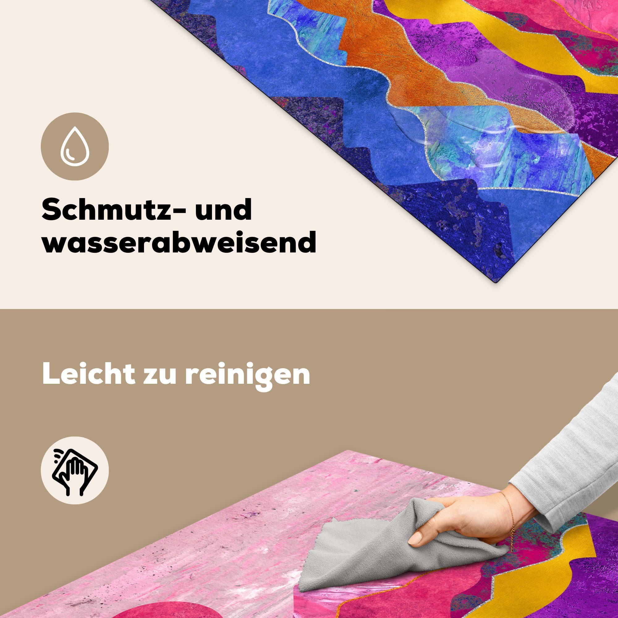 MuchoWow Herdblende-/Abdeckplatte tlg), Ceranfeldabdeckung, Bi cm, für Stolz 78x78 Arbeitsplatte - Vinyl, (1 küche - Gold