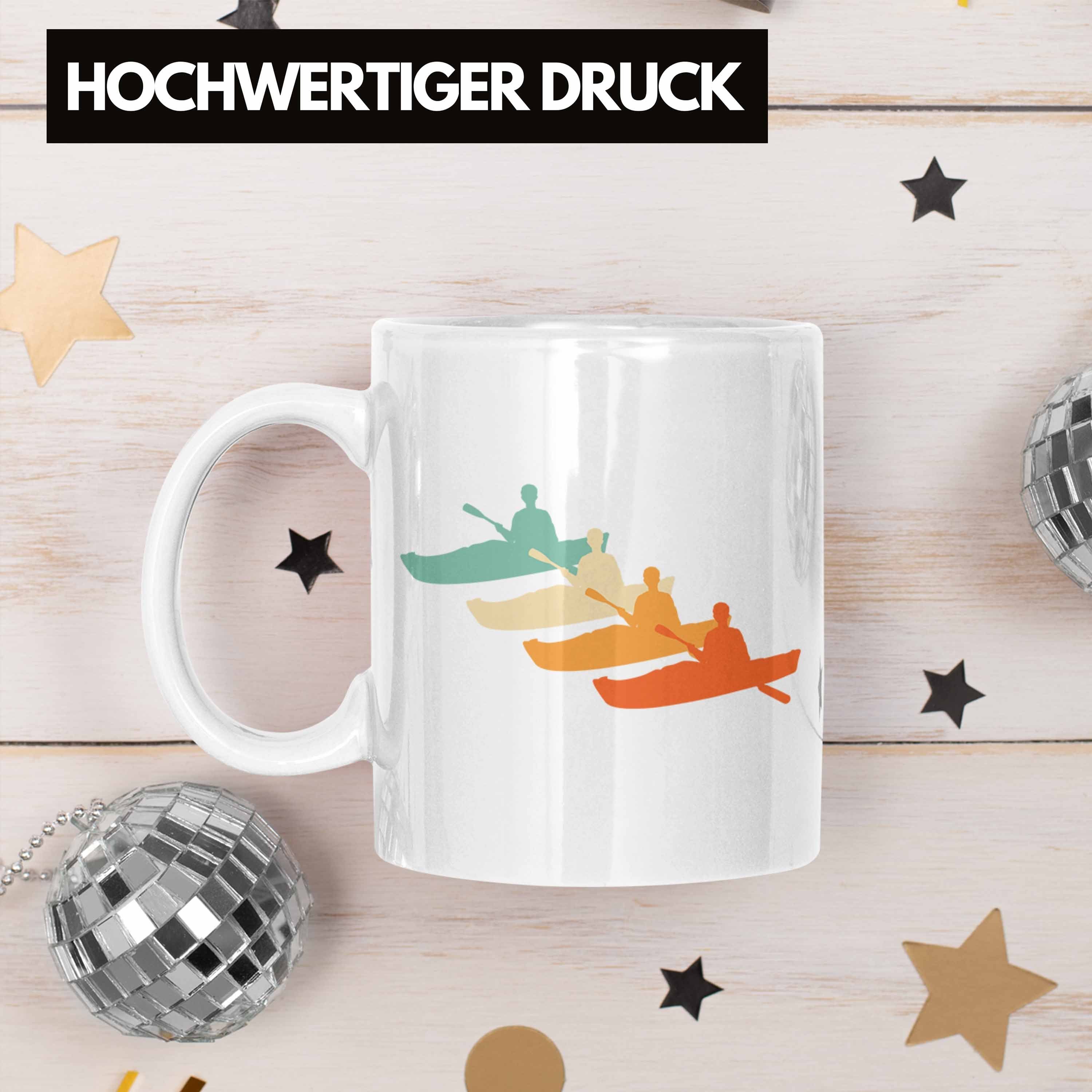 Geschenkidee Weiss Überraschung - Trendation Geschenk Geburtstag Trendation Tasse Kajak-Fahrer Retro Tasse Kajak