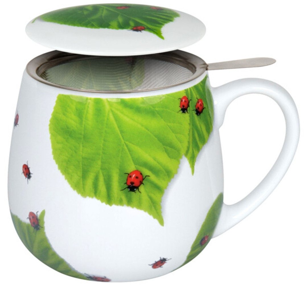 Könitz Tasse Marienkäfer auf Laub mit Sieb und Deckel 0,35 L Porzellan, 3-teilig