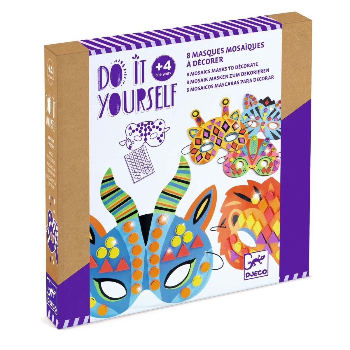 DJECO Verkleidungsmaske DIY: Mosaik-Masken Dschungeltiere Do it Yourself