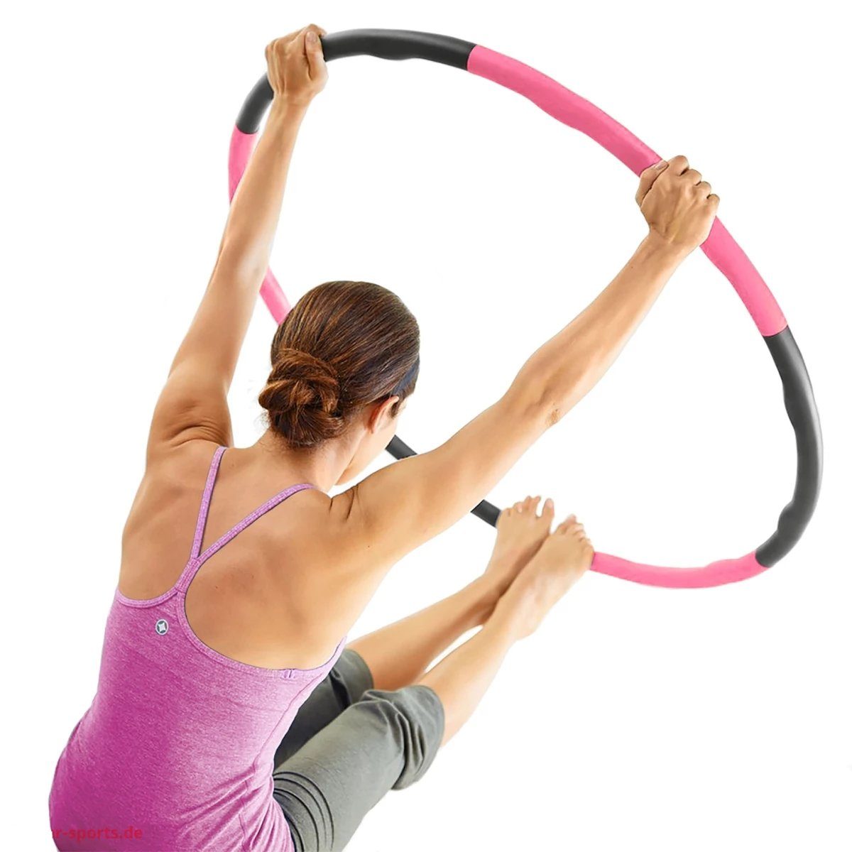 Deuser-Sports Hula-Hoop-Reifen Fitnessreifen Hulla Hulahoop Bauch pink stecken cm, trennbar zerlegbar (90 121035), zum und Rückenmuskulatur grau