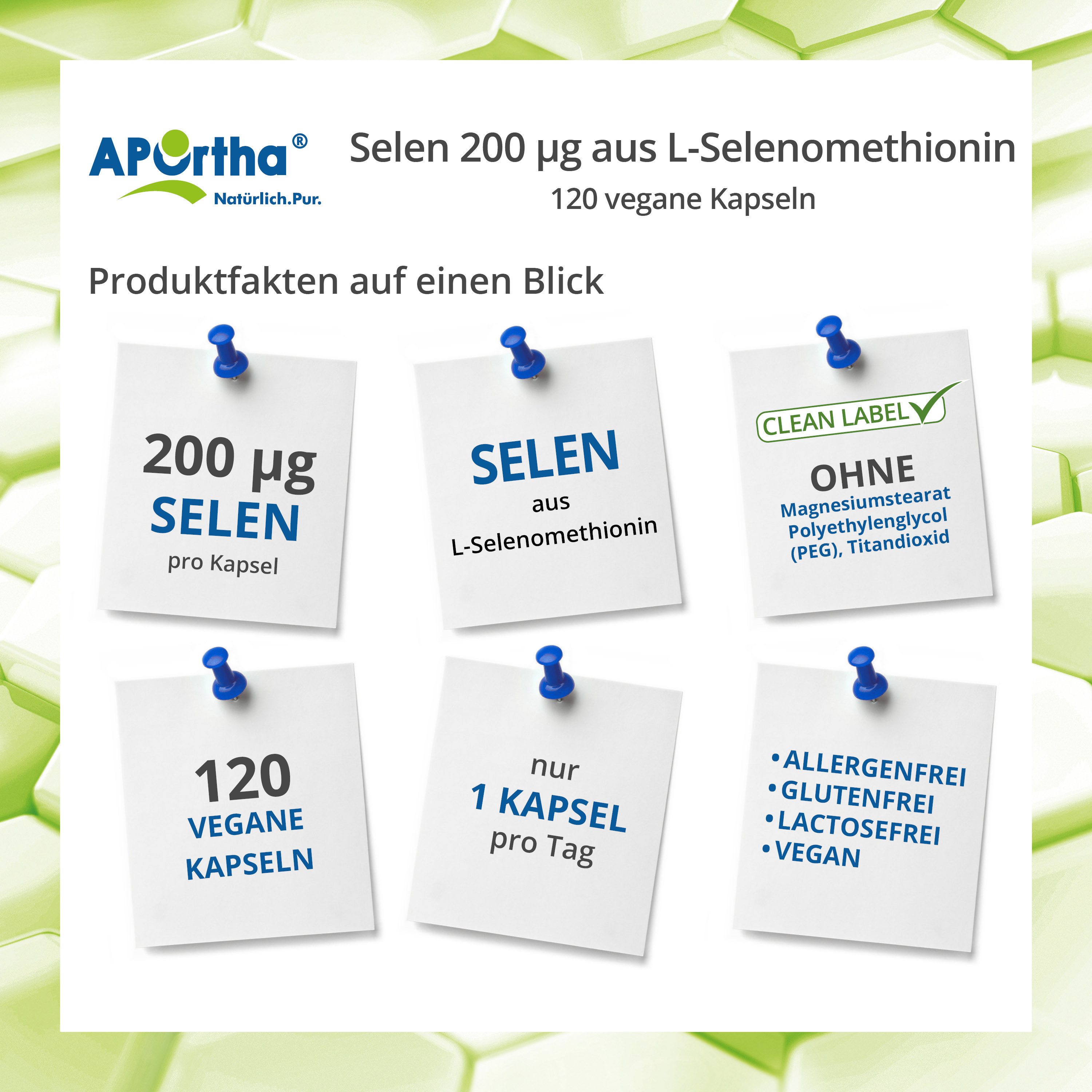 APOrtha APOrtha® Selen 200 µg aus L-Selenomethionin - 120 vegane Kapseln, 43.8 g