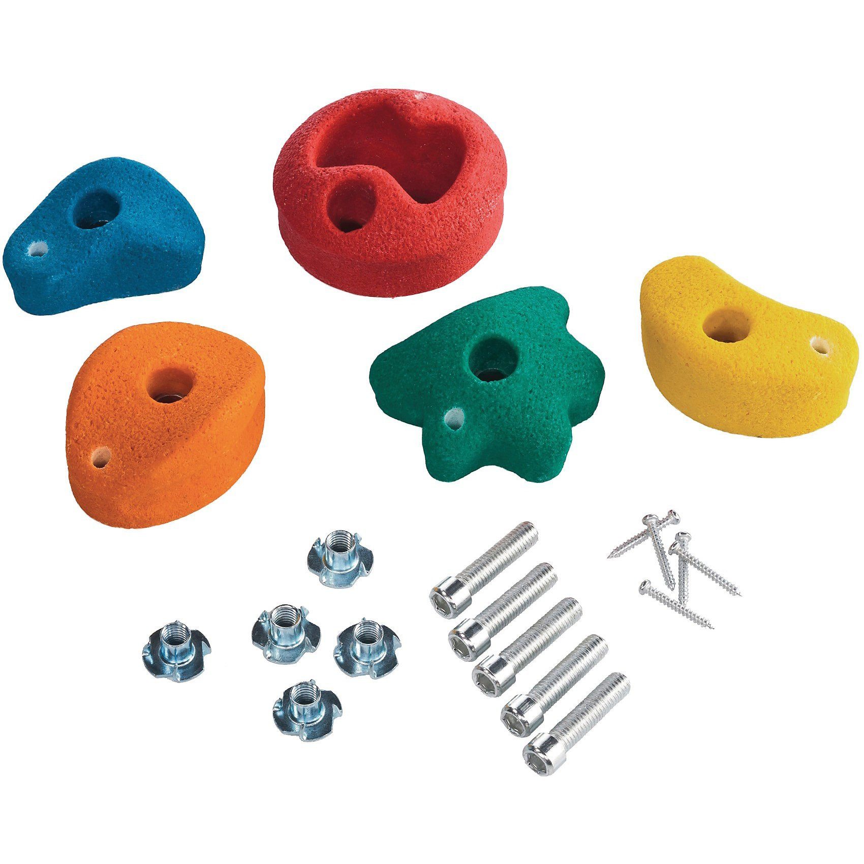 Gartenwelt Riegelsberger Klettergriff 5er Set Klettersteine bunt inkl. Schrauben Bouldersteine Klettergriffe, witterungsbeständig, Farbenvielfalt, Einfache Montage, robust