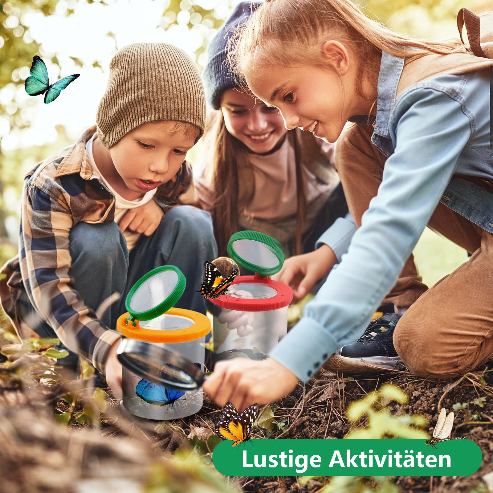 CLTYQ Becherlupe Kids Becherlupe, Kinder-Lupenbecher zum Erkunden der Natur, Kleinkindspielzeug, 2 Stück Lupenglas für 3-Fach und 6-Fach