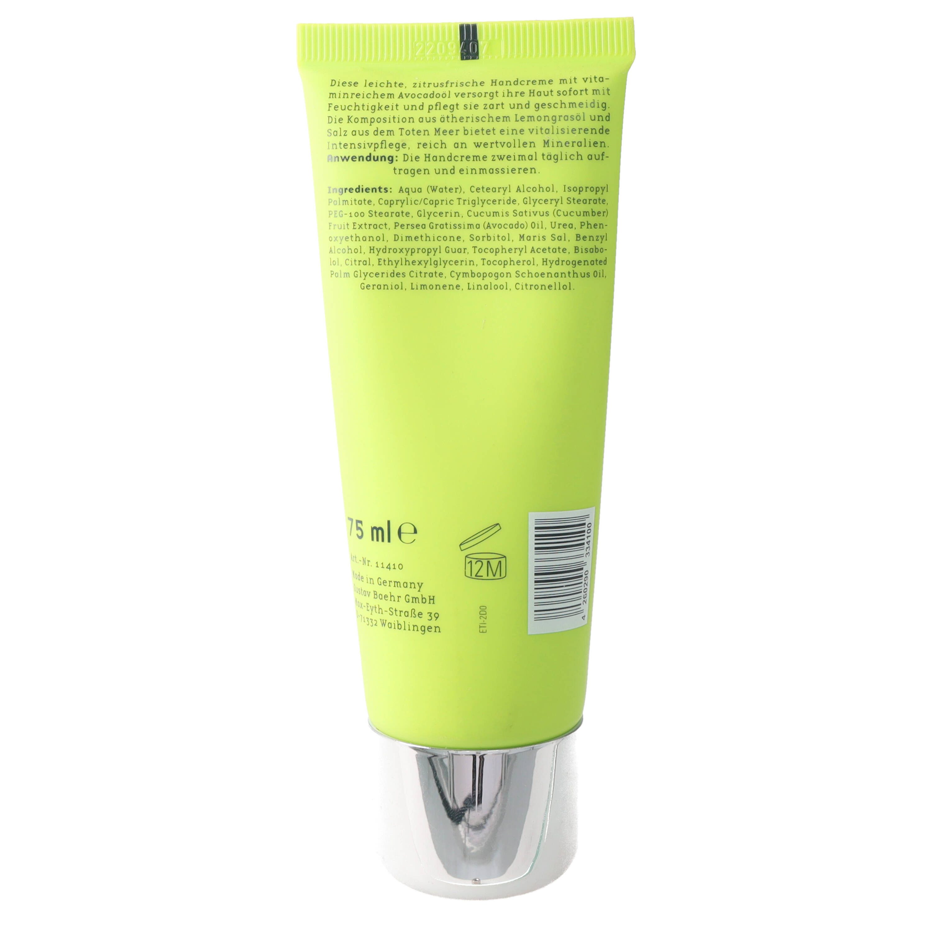 BAEHR BEAUTY CONCEPT Handcreme Baehr Beauty Concept Lemon-Handcreme 75ml erfrischender Lemon-Duft, 1-tlg., Avocadoöl, Urea, Glycerin und Bisabolol pflegen intensiv